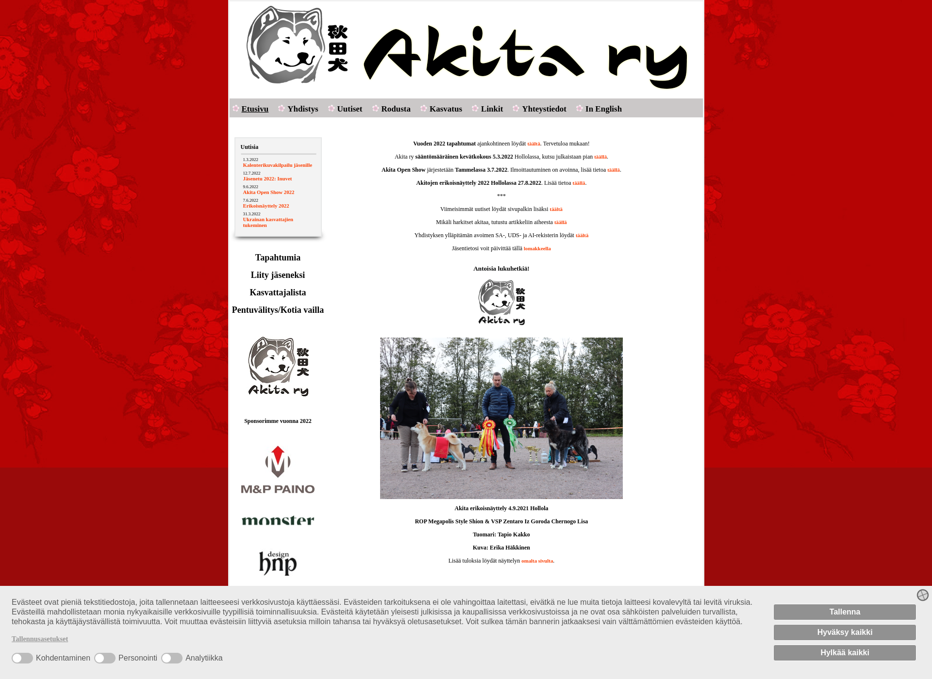 Skärmdump för akitayhdistys.fi