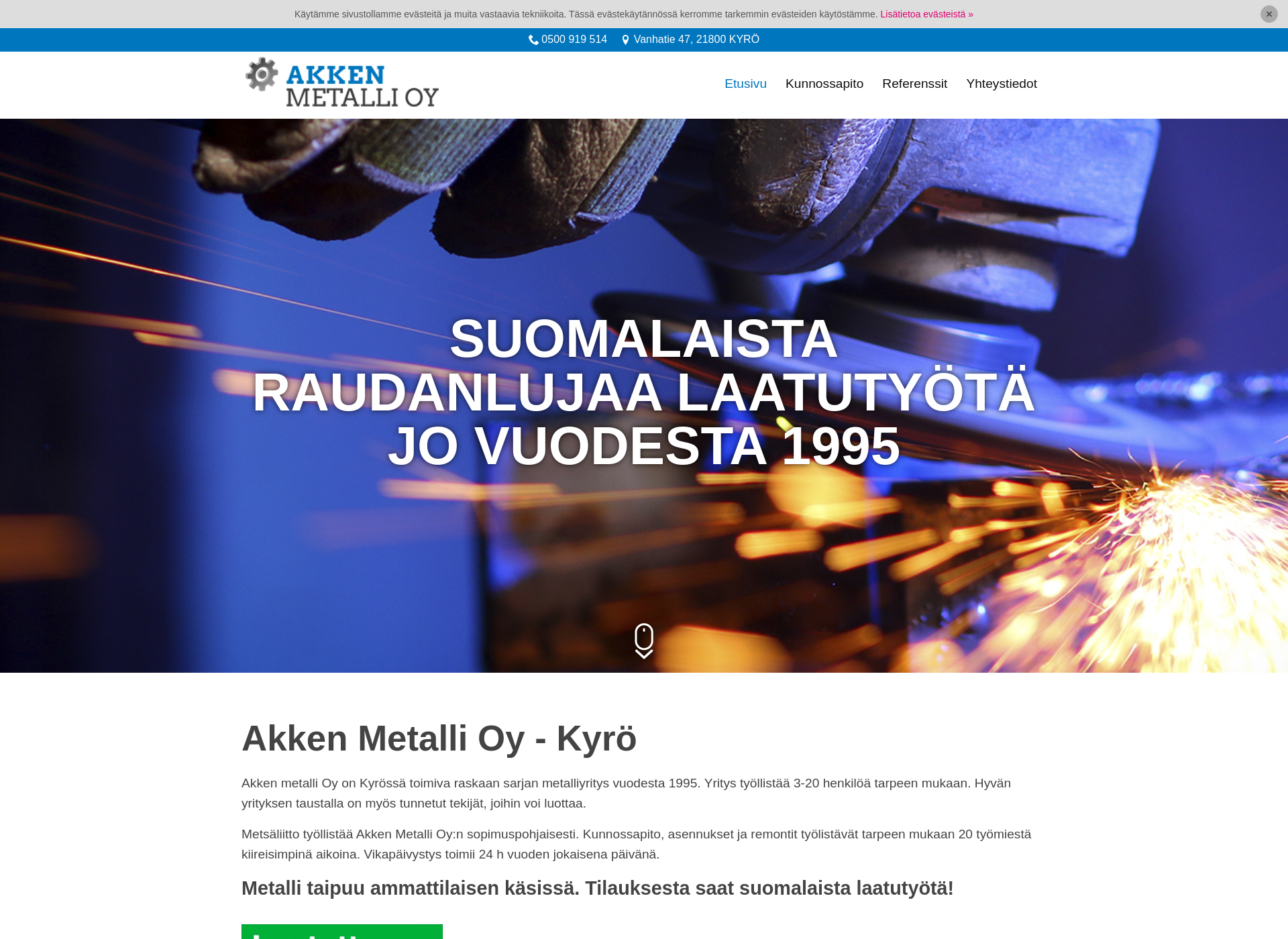 Skärmdump för akkenmetalli.fi