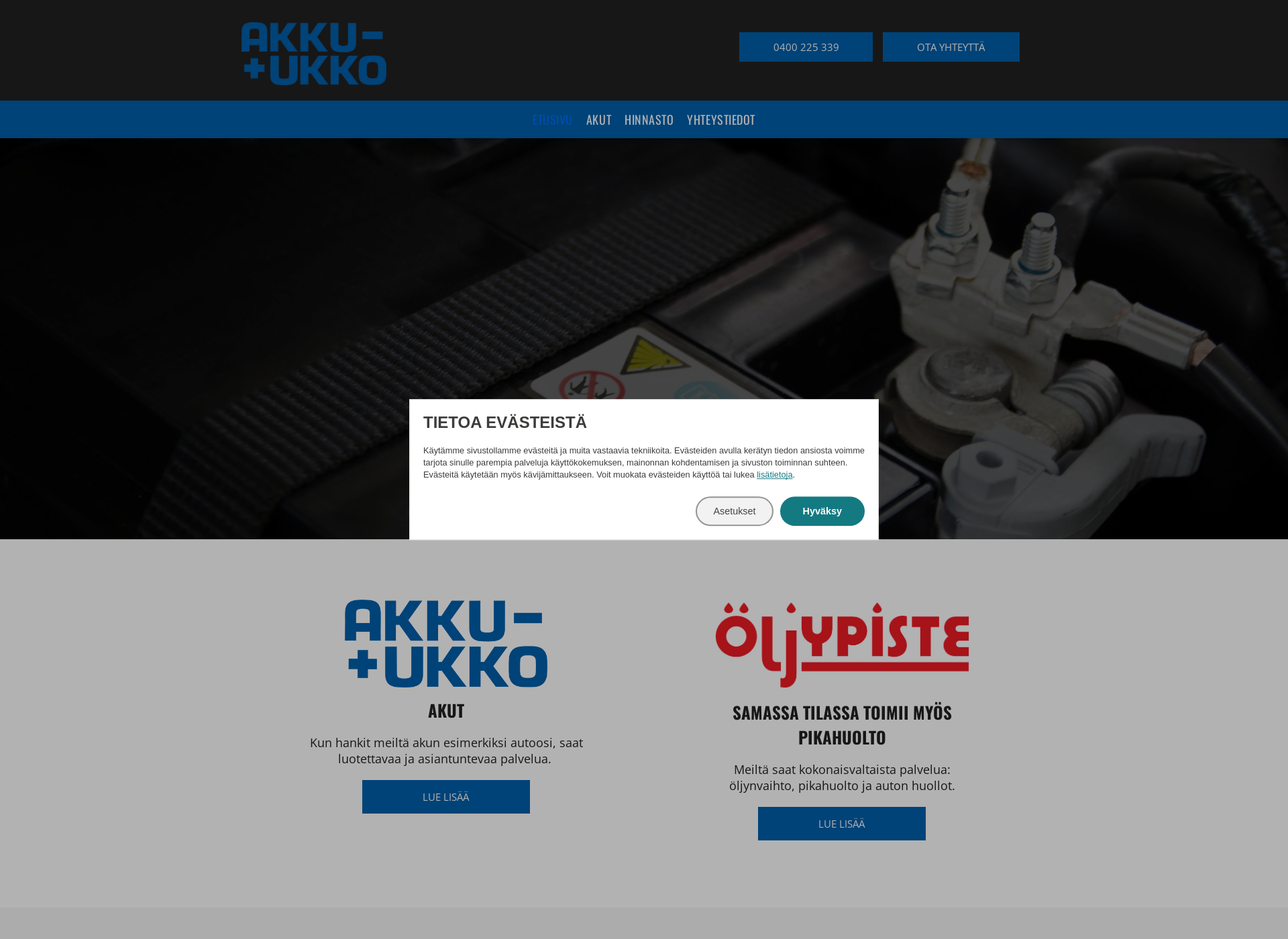Skärmdump för akku-ukko.fi