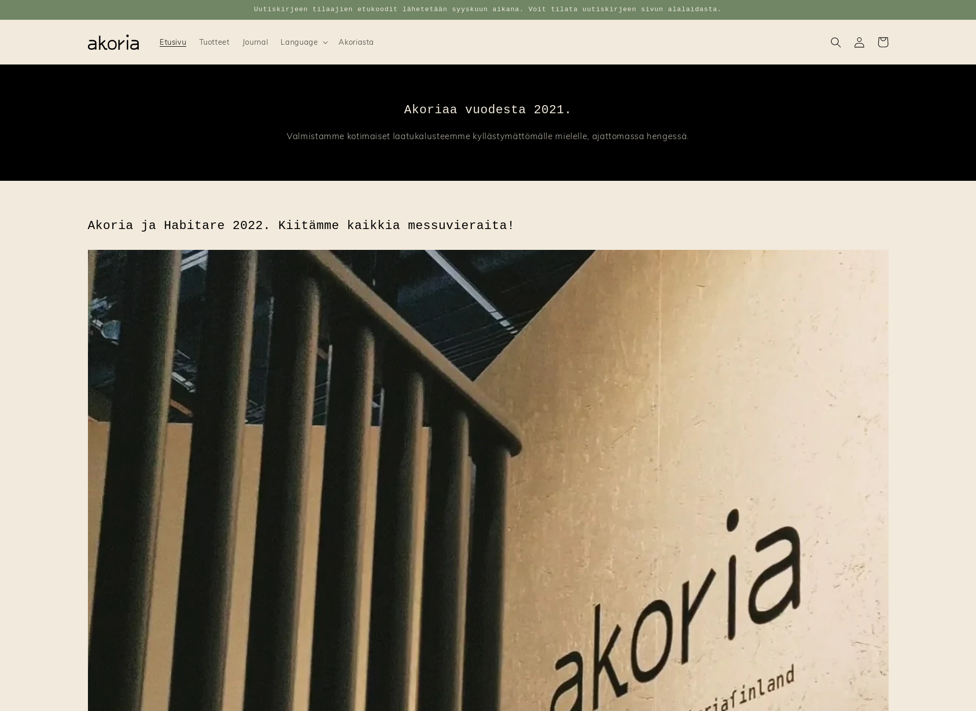 Skärmdump för akoria.fi