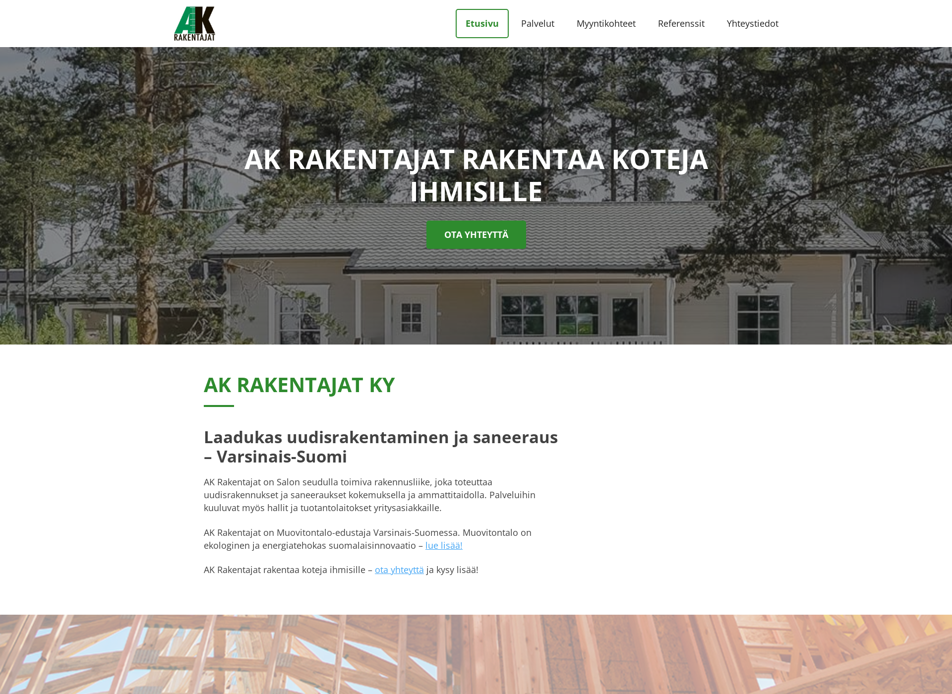Skärmdump för akrakentajat.fi