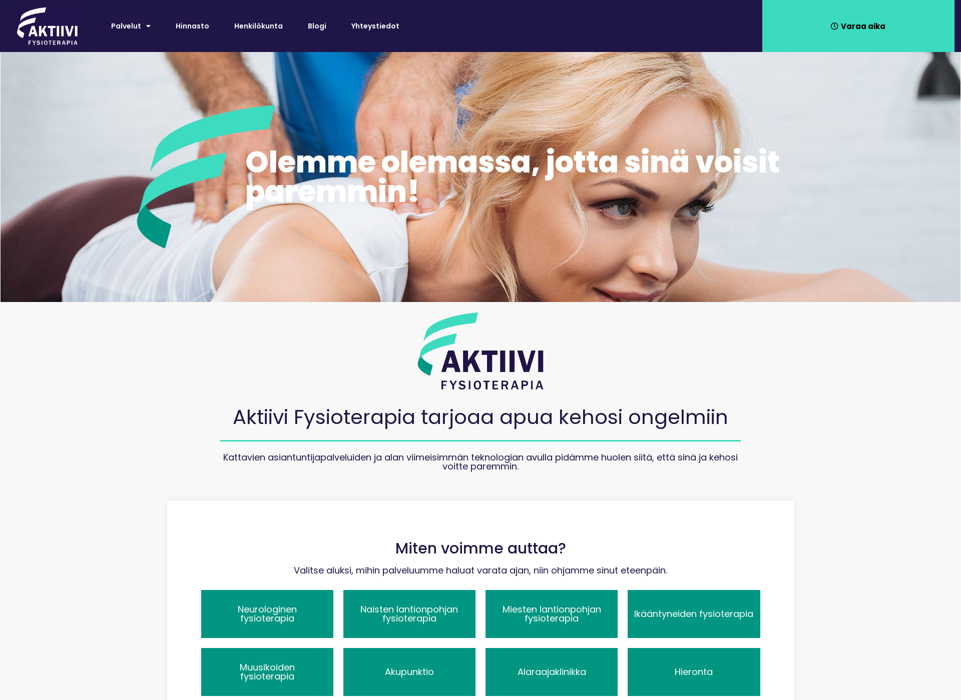 Skärmdump för aktiivifysioterapia.fi