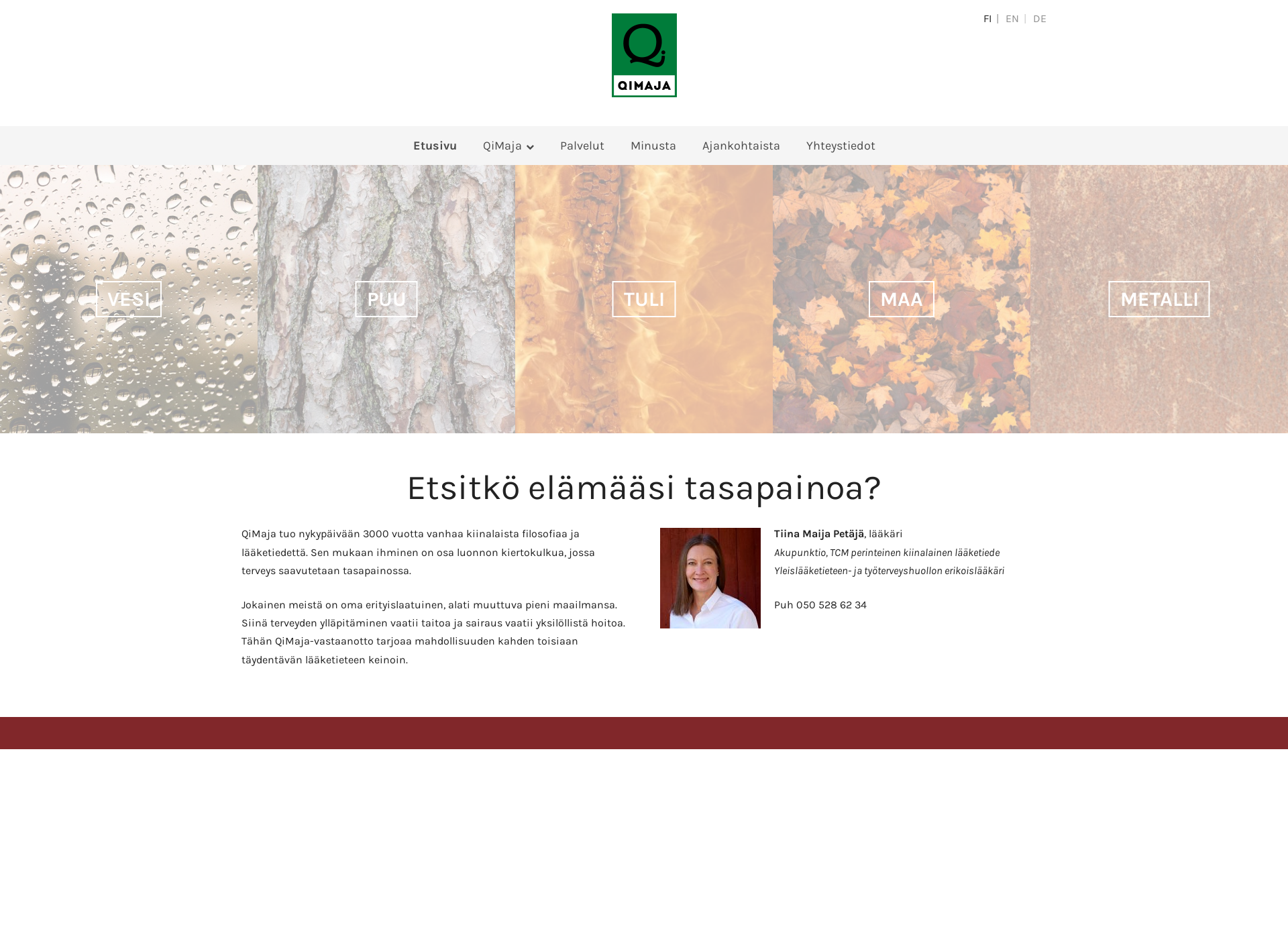 Skärmdump för akupunktio-qimaja.fi