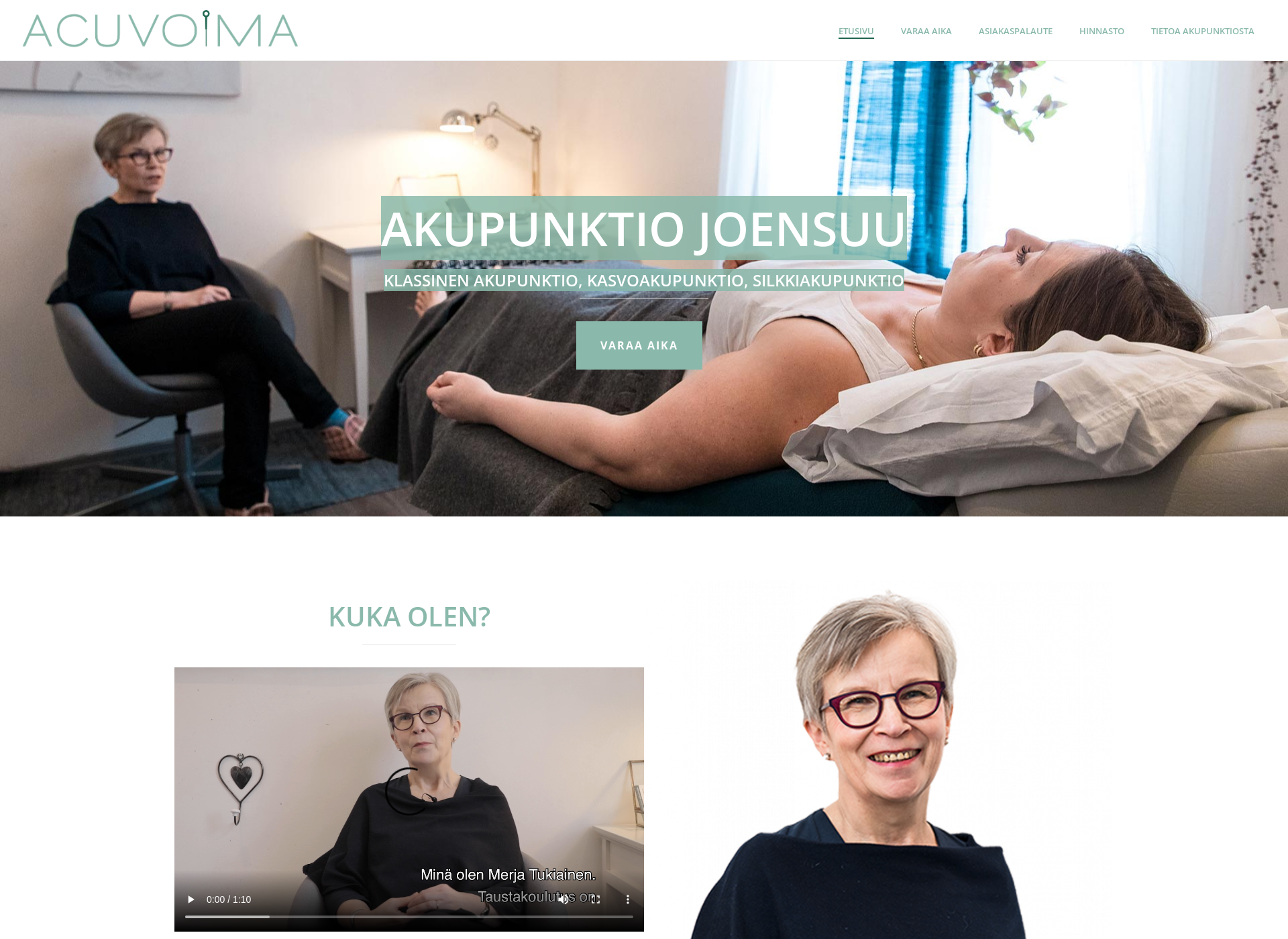 Skärmdump för akupunktiojoensuu.fi