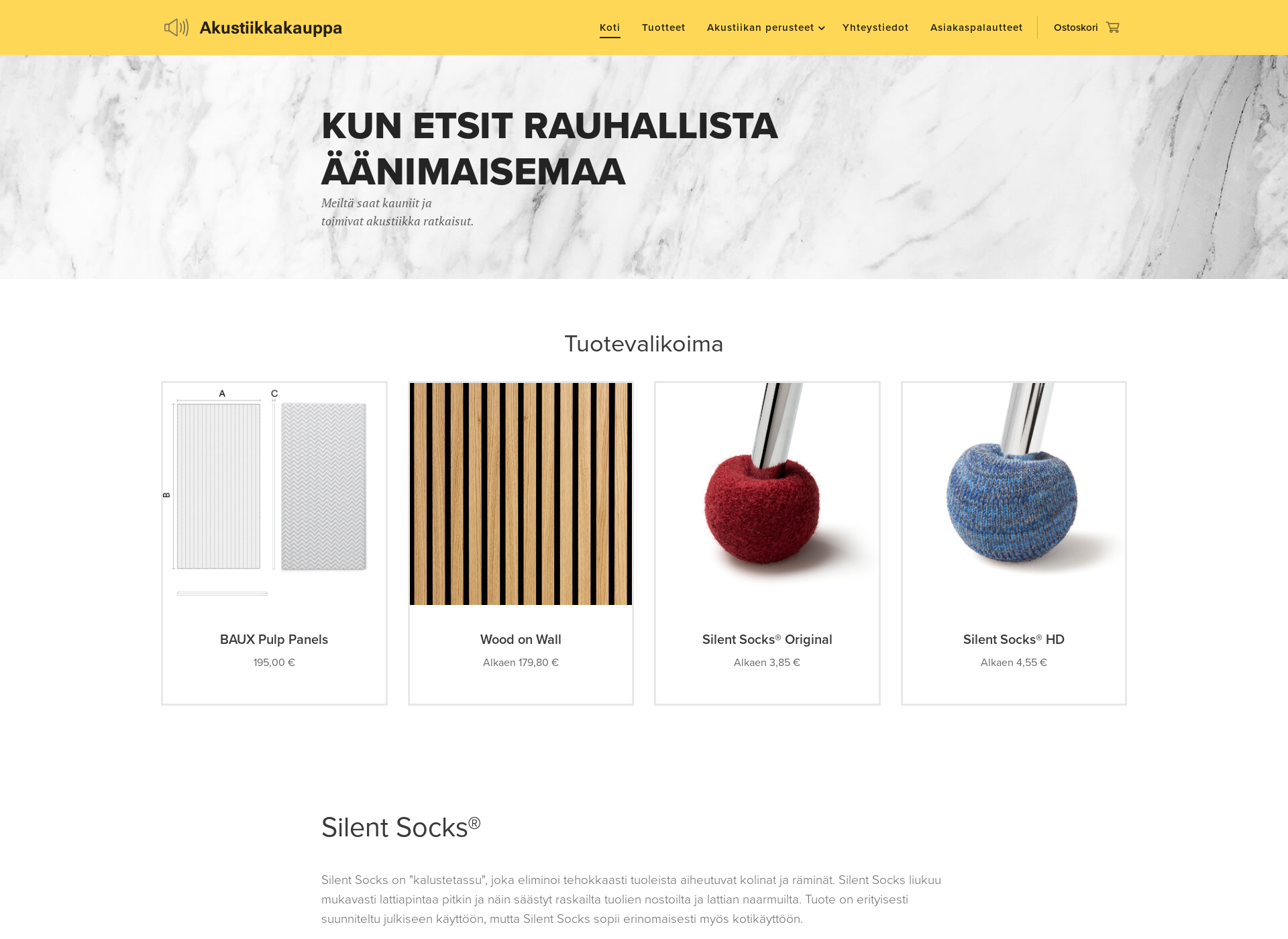 Skärmdump för akustiikkakauppa.fi