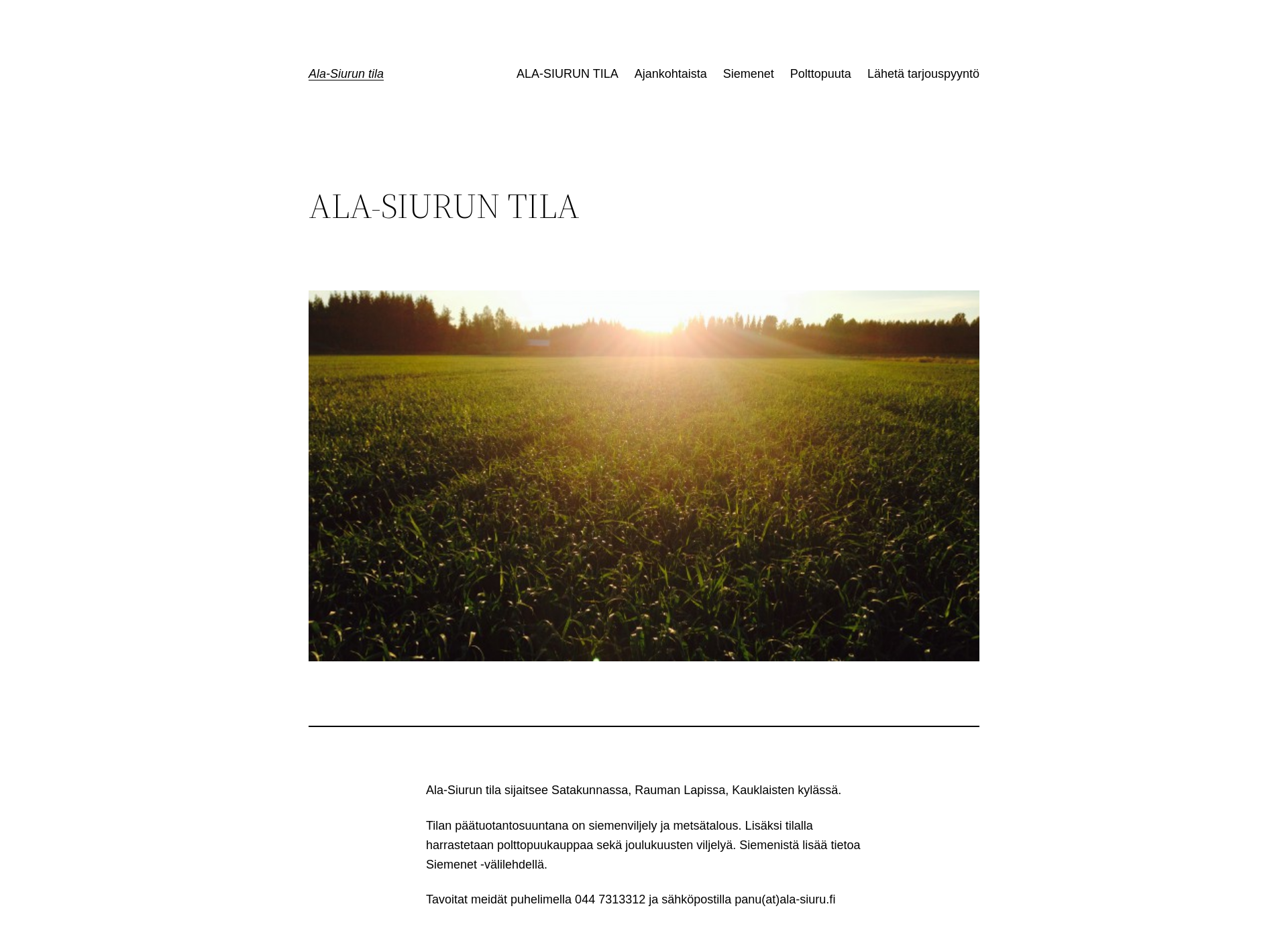 Skärmdump för ala-siuru.fi