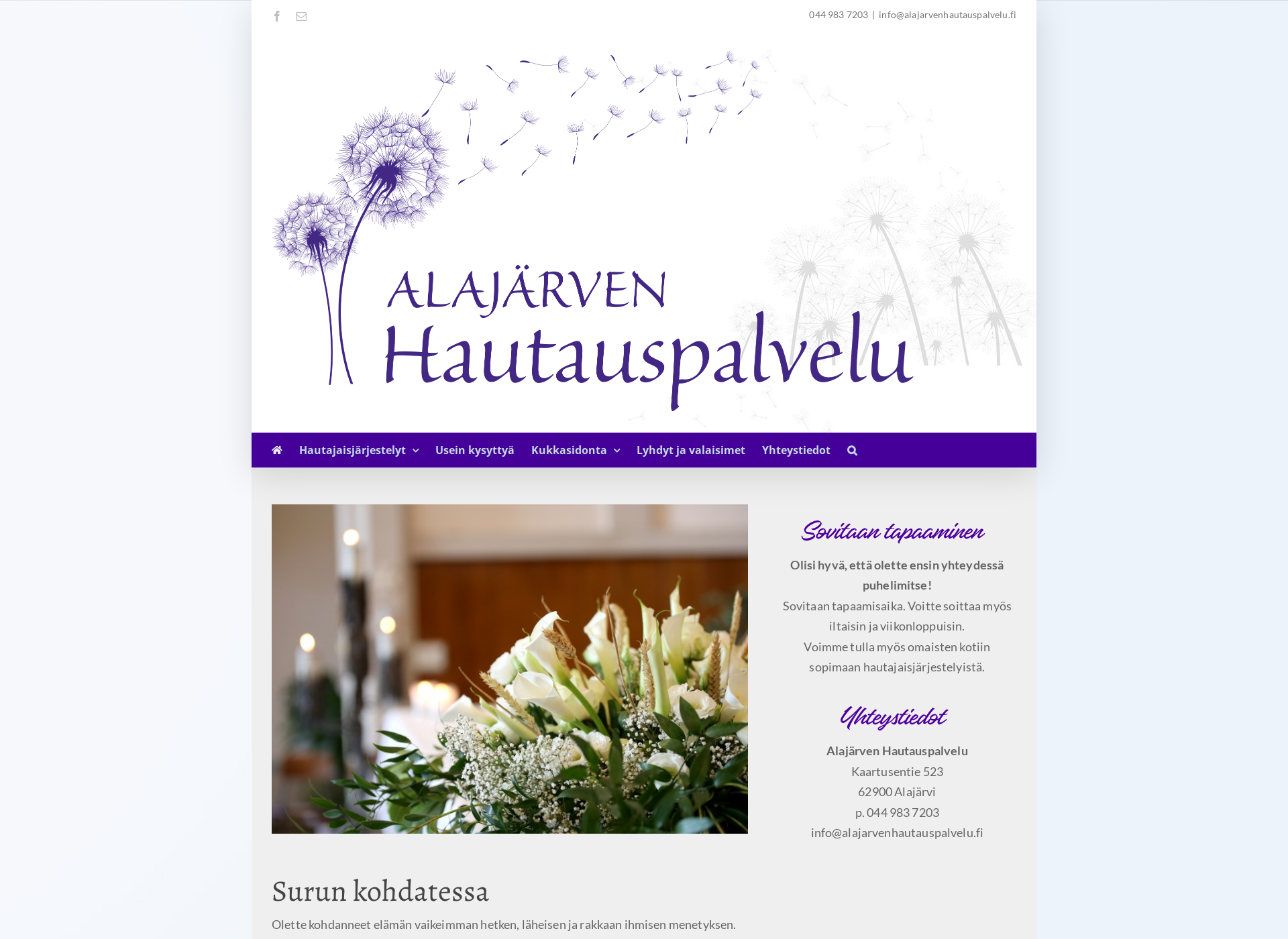 Näyttökuva alajarvenhautauspalvelu.fi