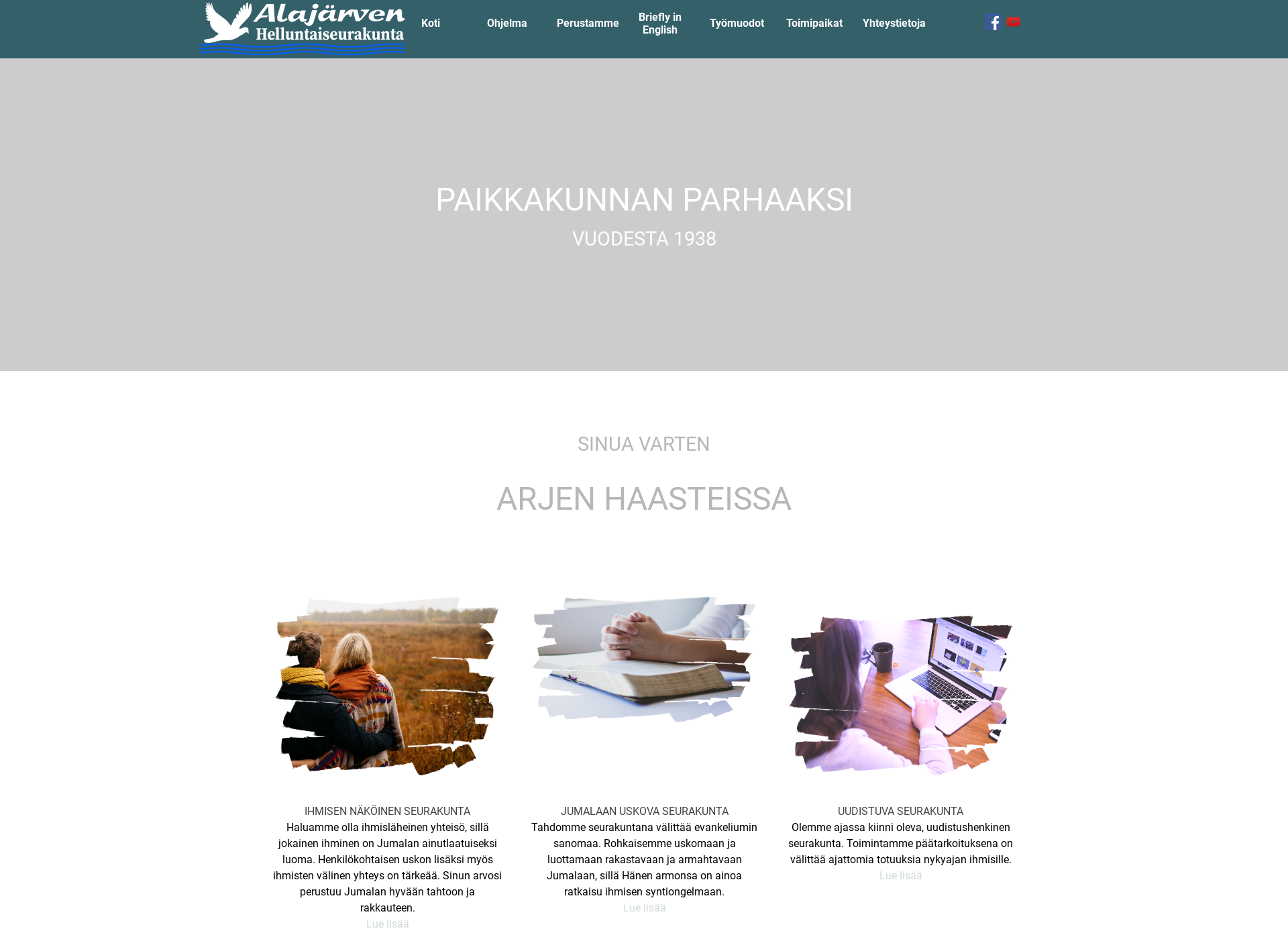 Skärmdump för alajarvenhelluntaiseurakunta.fi