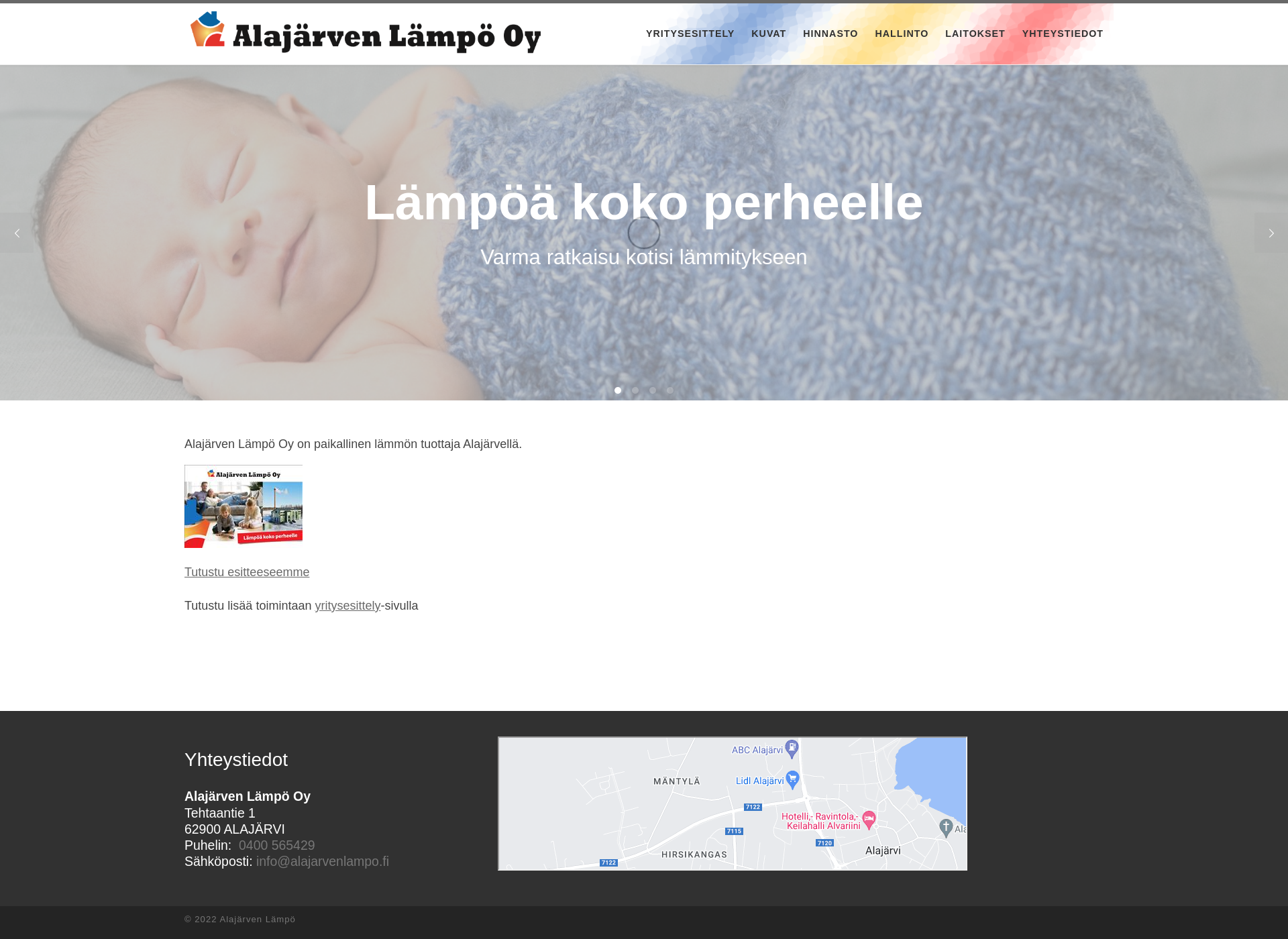 Skärmdump för alajarvenlampo.fi