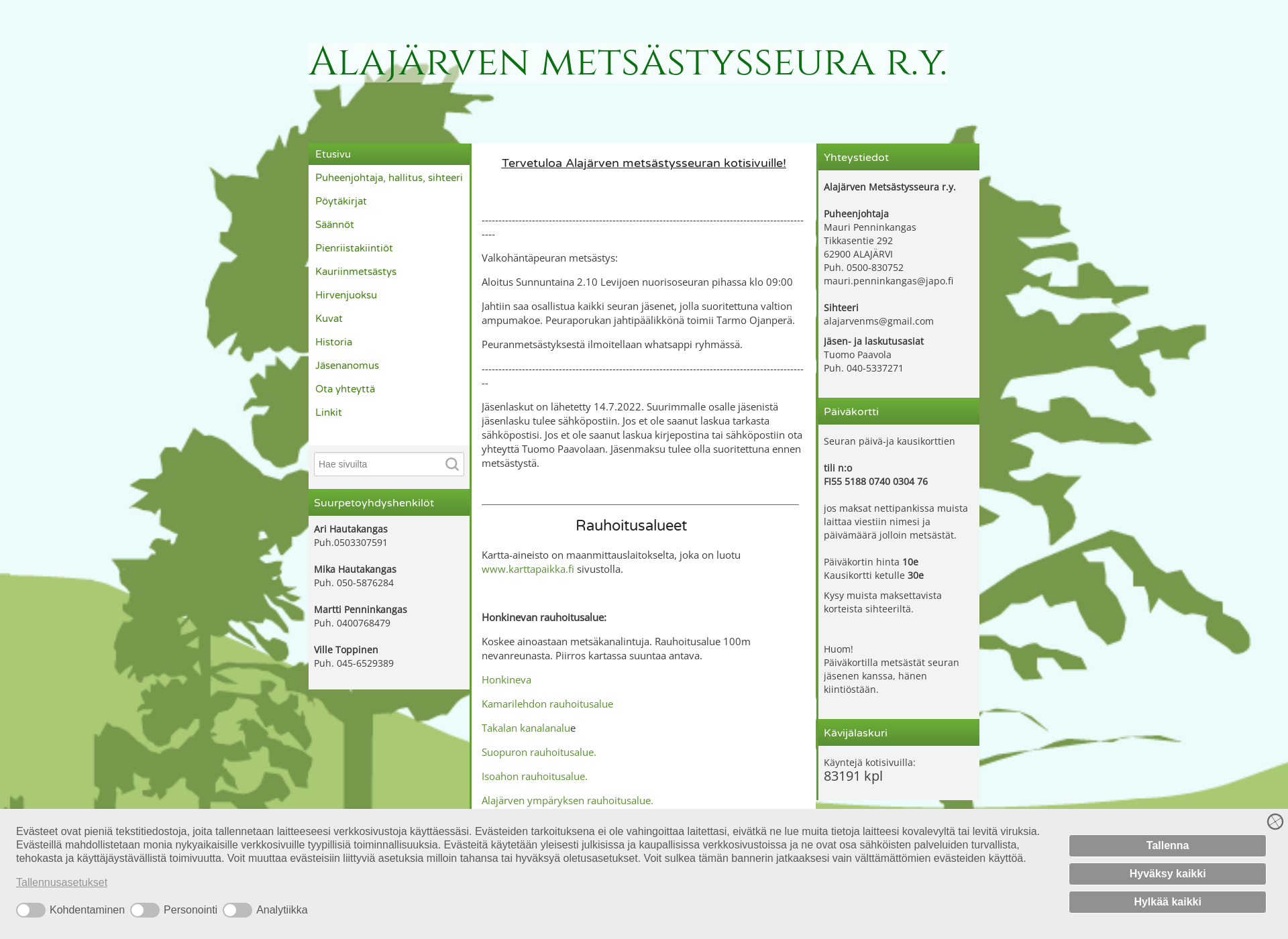 Screenshot for alajarvenmetsastysseura.fi