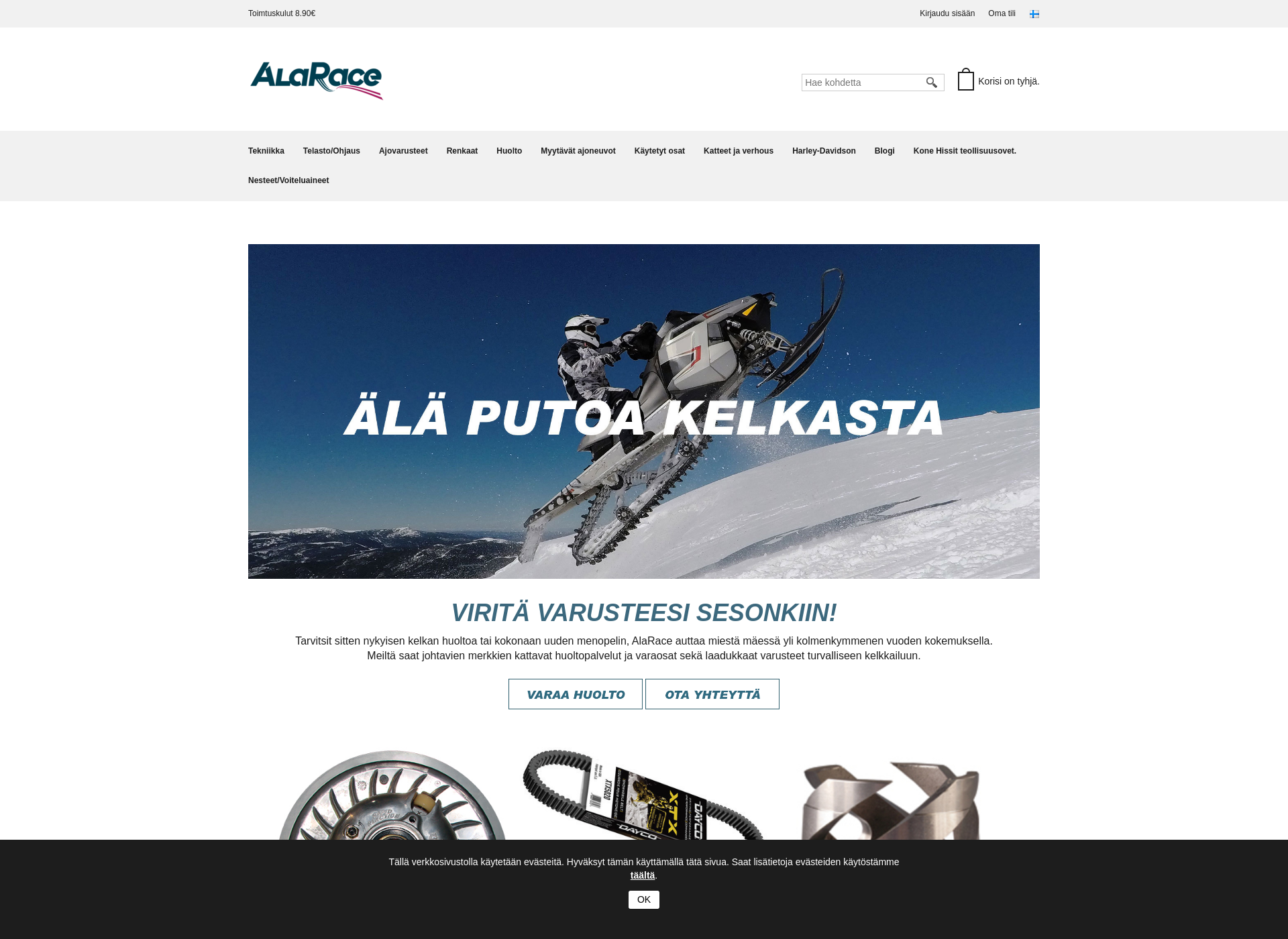 Skärmdump för alarace.fi