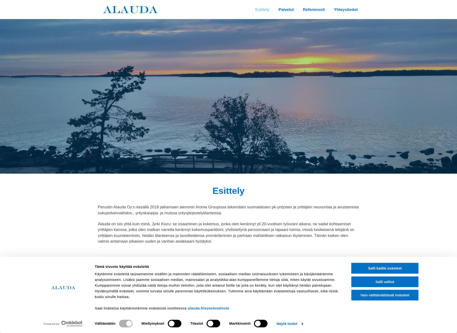 Skärmdump för alauda.fi