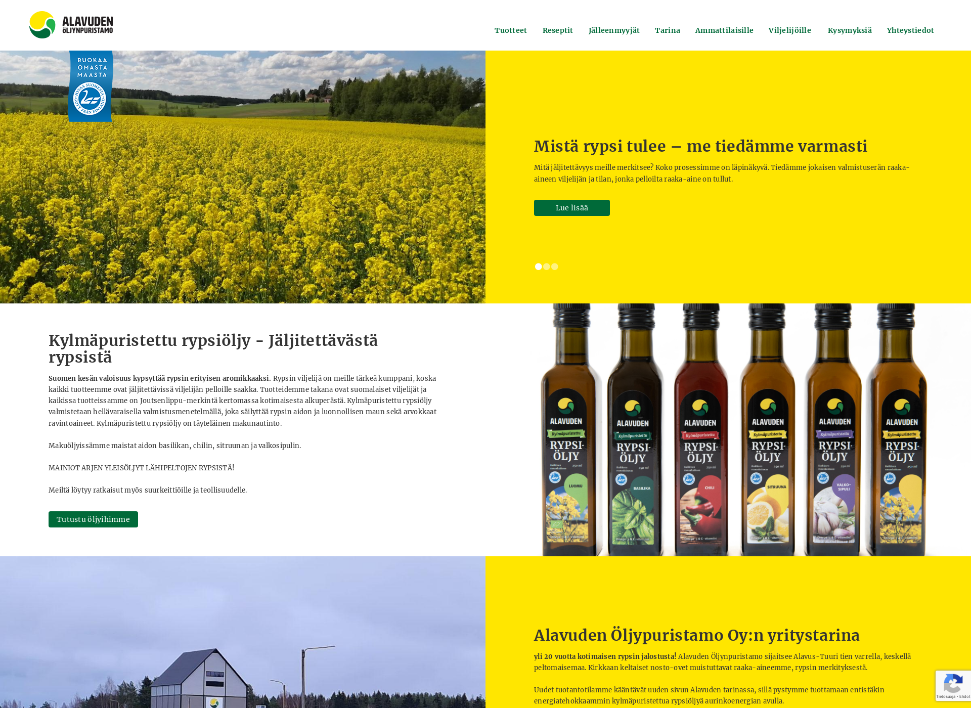 Skärmdump för alavuden.fi