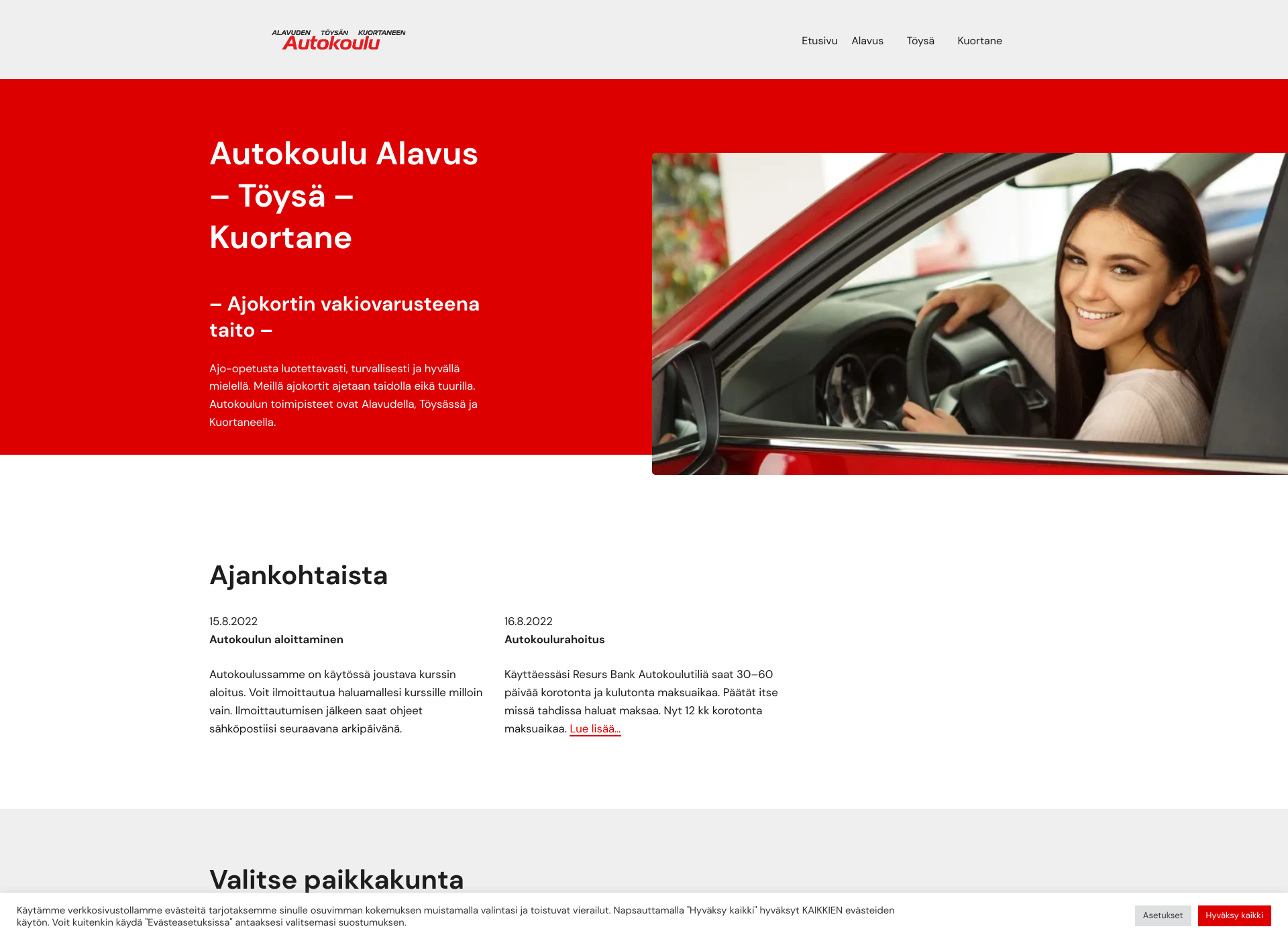 Skärmdump för alavudenautokoulu.fi