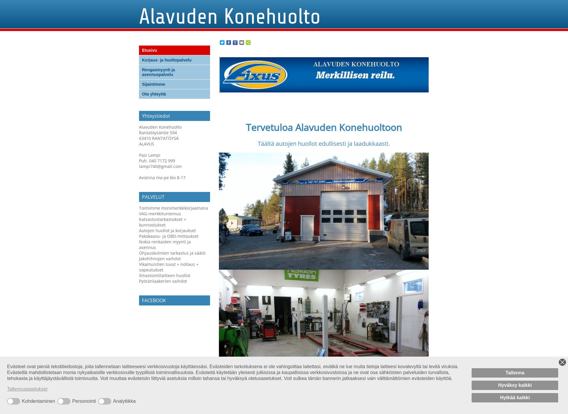 Screenshot for alavudenkonehuolto.fi