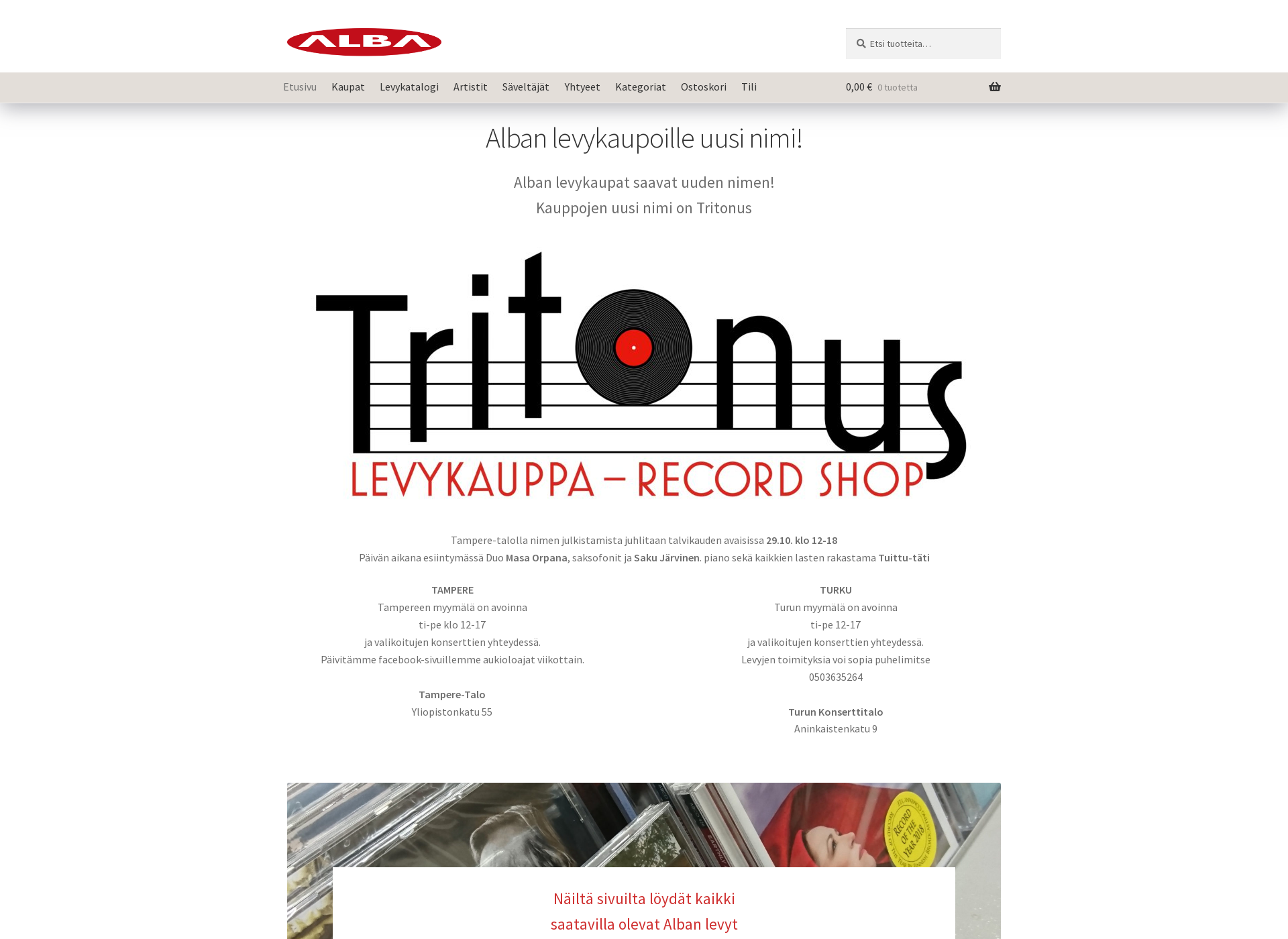Skärmdump för alba-records.fi