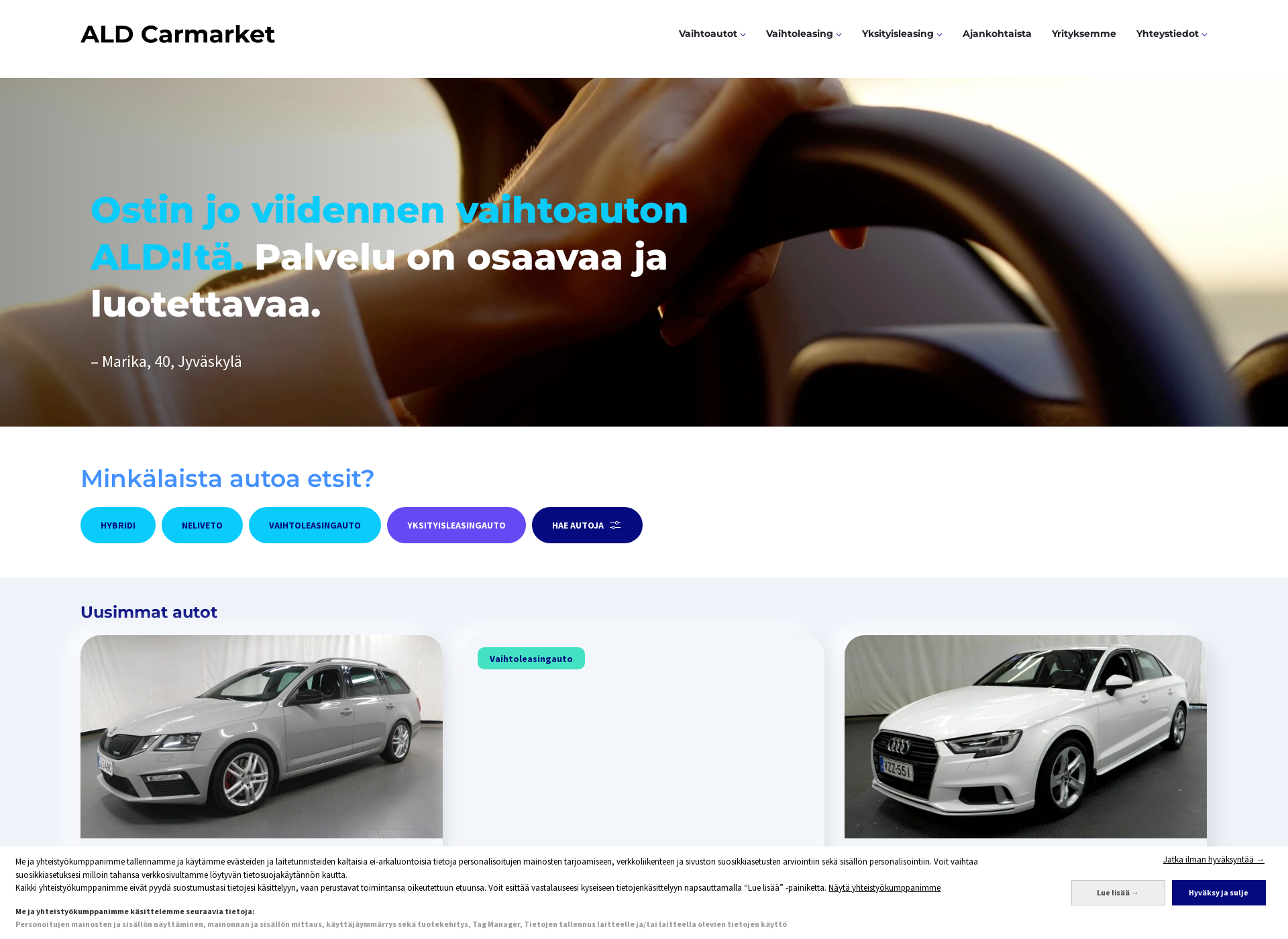 Skärmdump för aldcarmarket.fi