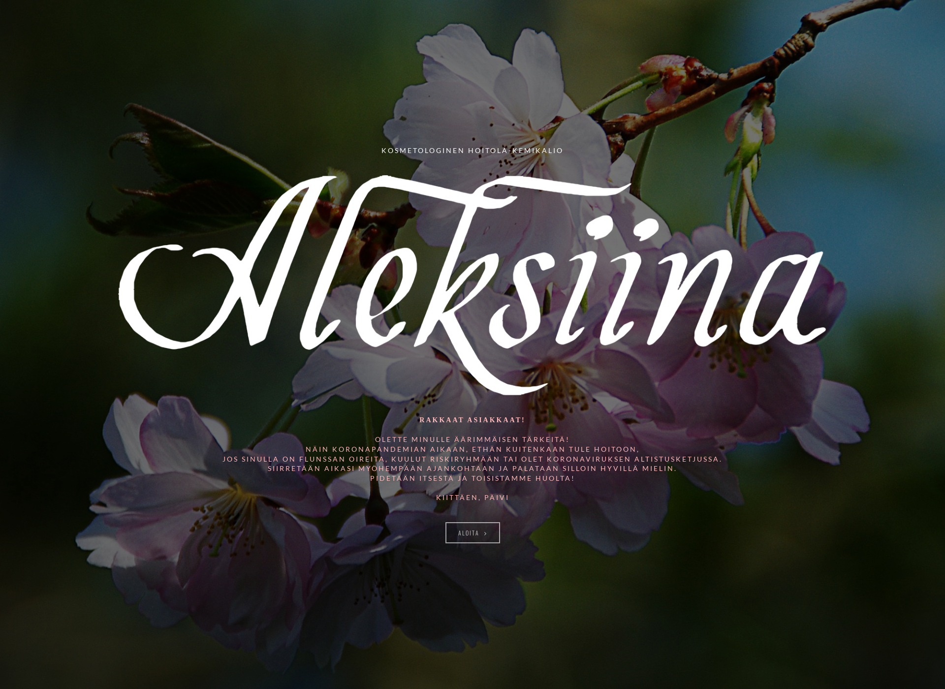 Skärmdump för aleksiina.fi