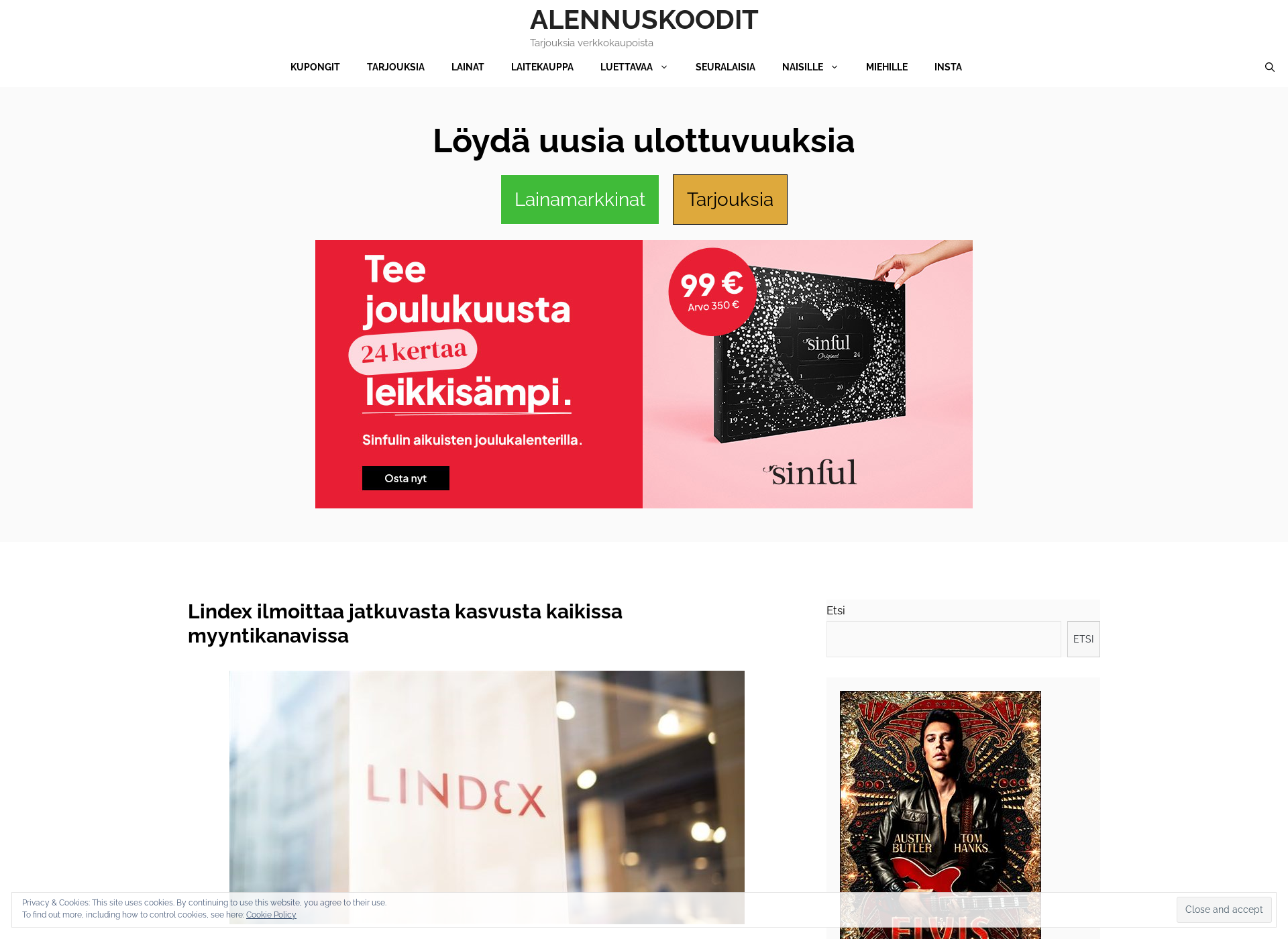 Skärmdump för alennuskooditsuomi.fi