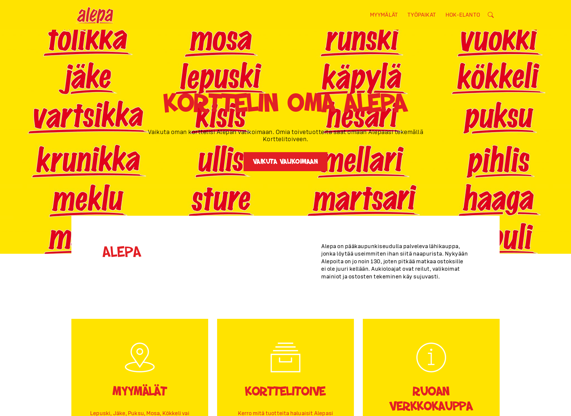 Skärmdump för alepa.fi
