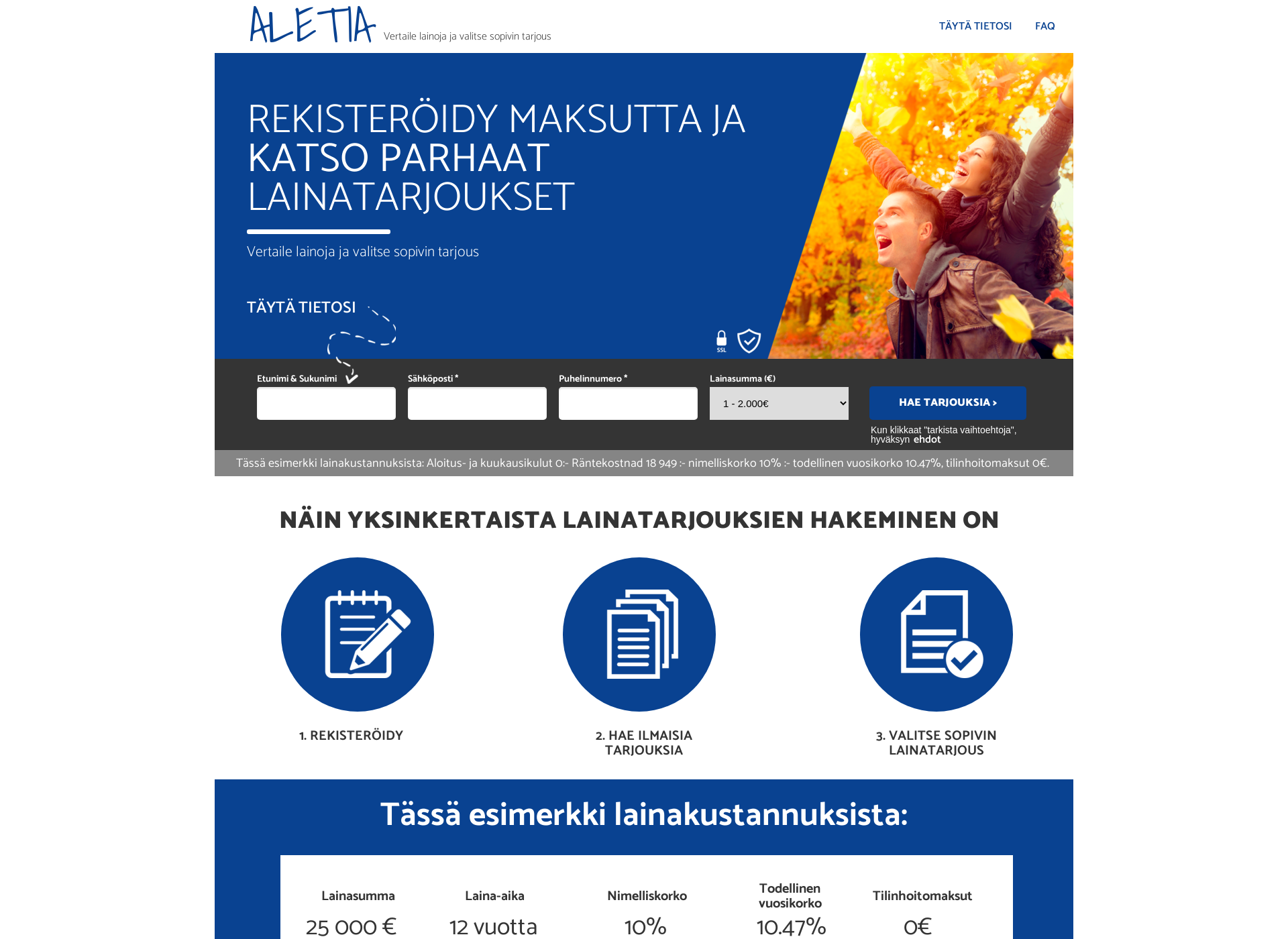 Skärmdump för aletia.fi