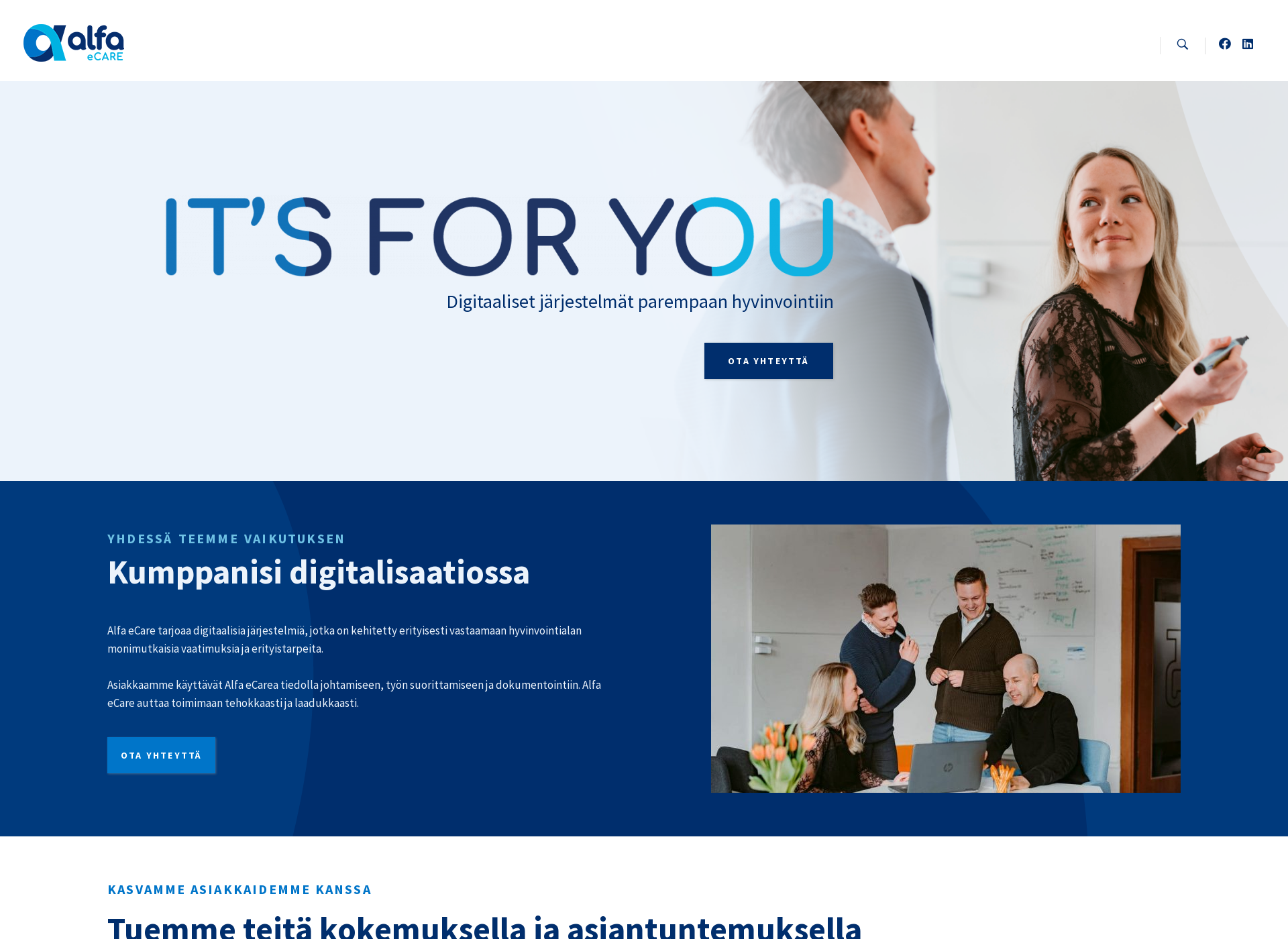 Skärmdump för alfaecare.fi