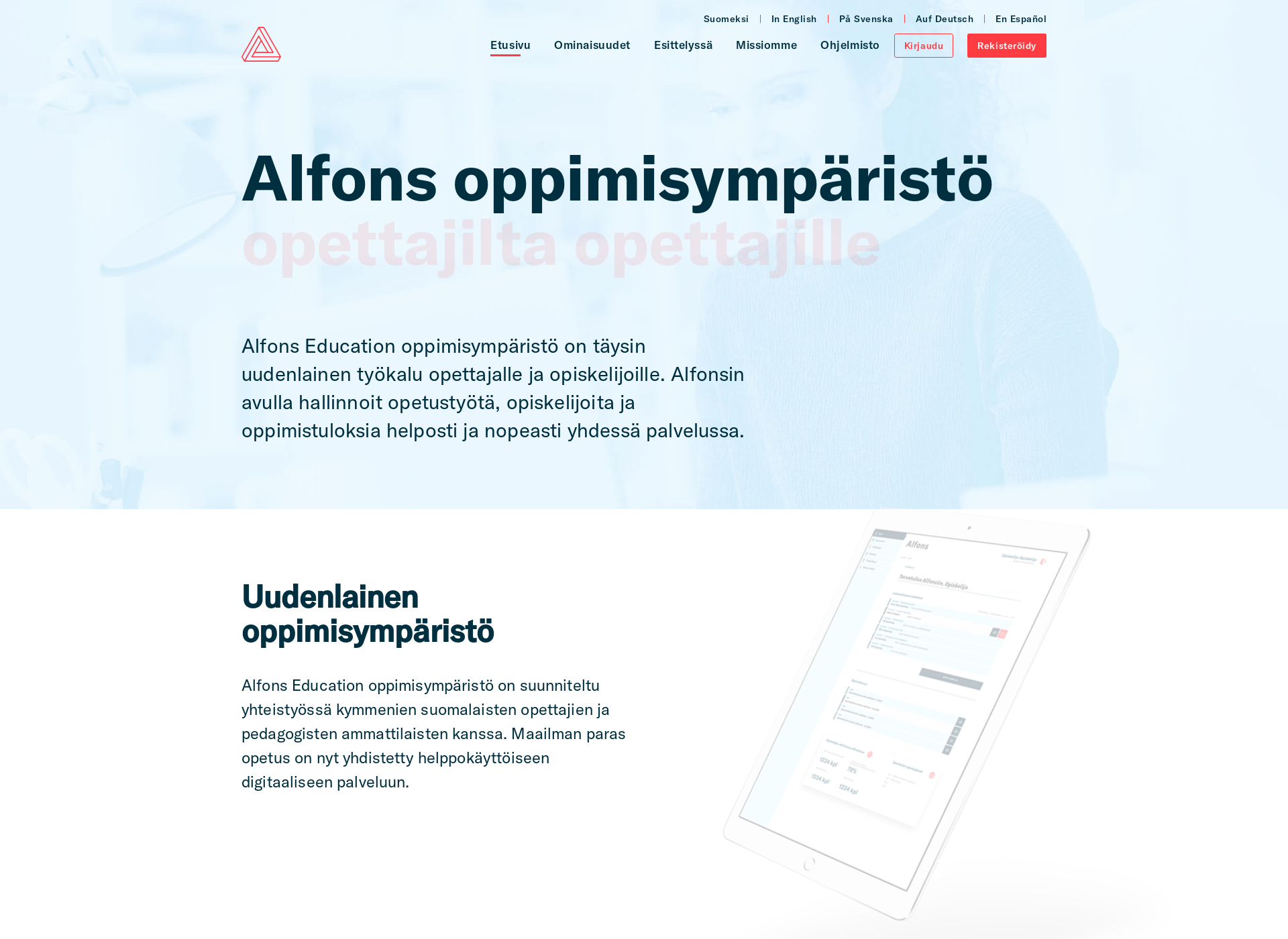 Skärmdump för alfonseducation.fi