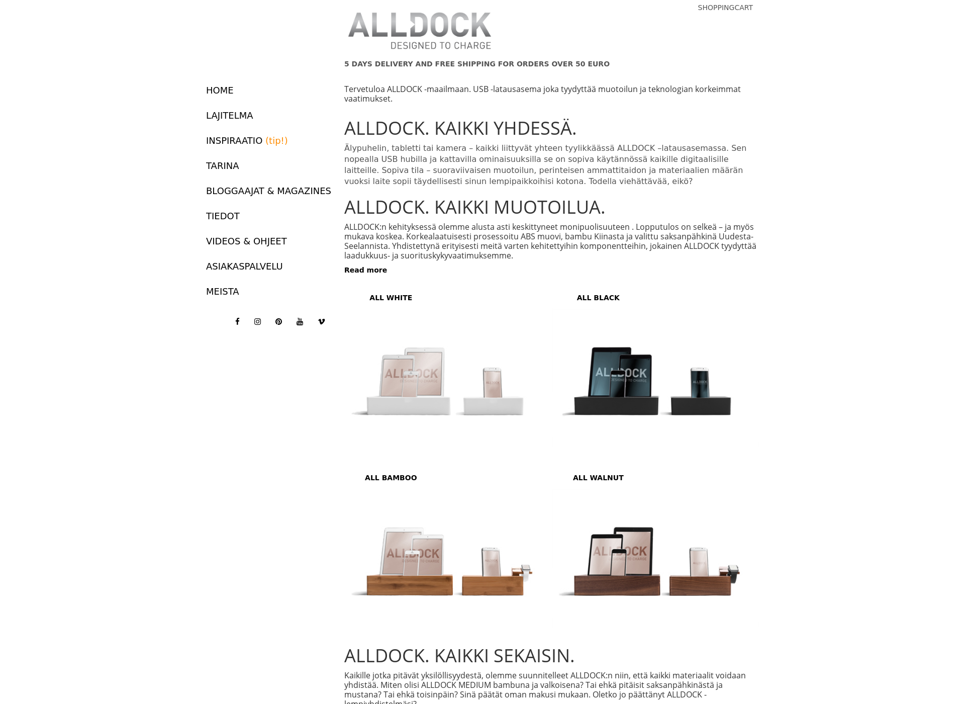Skärmdump för alldock.fi