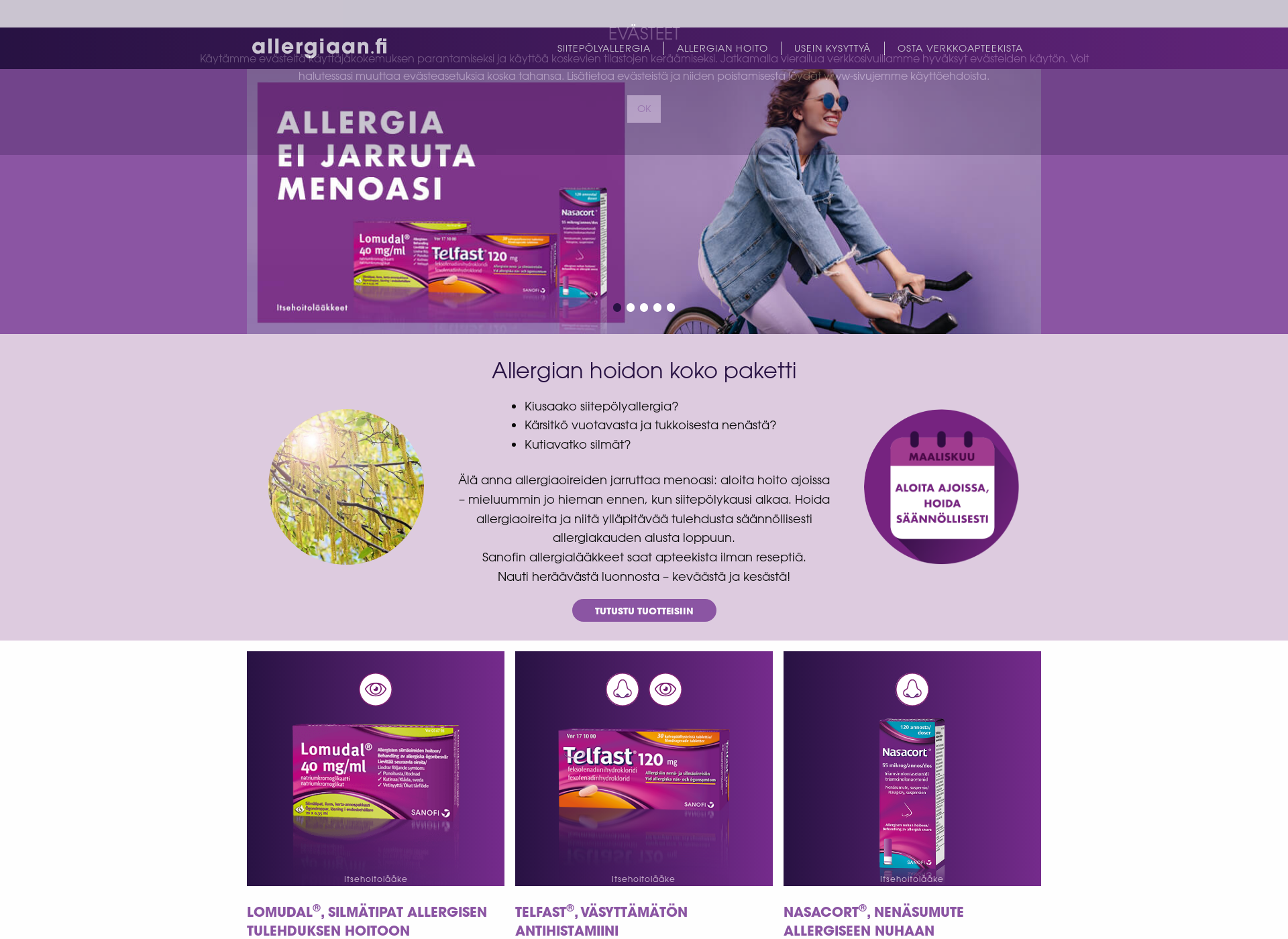 Screenshot for allergiaan.fi
