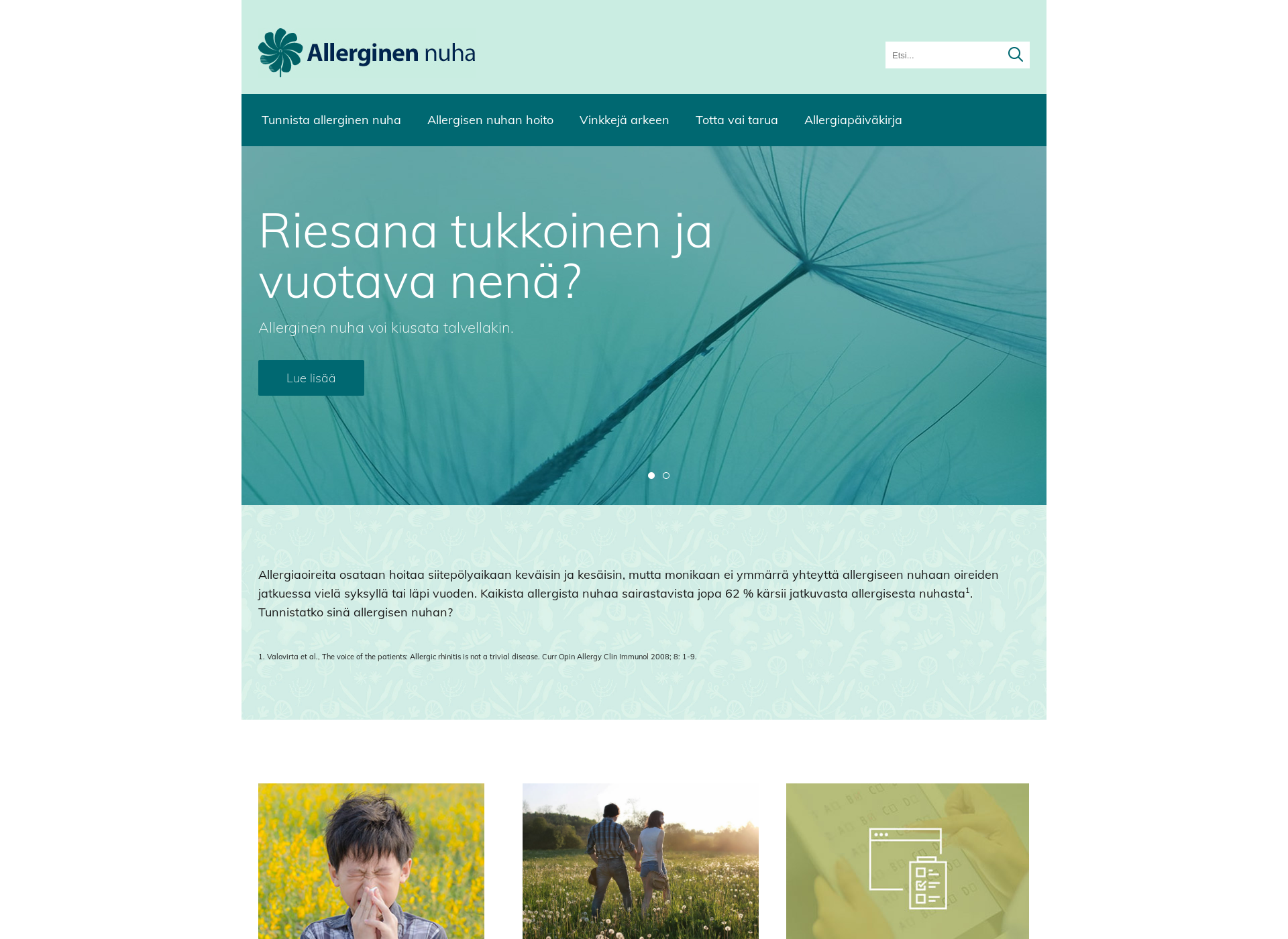 Screenshot for allerginennuha.fi