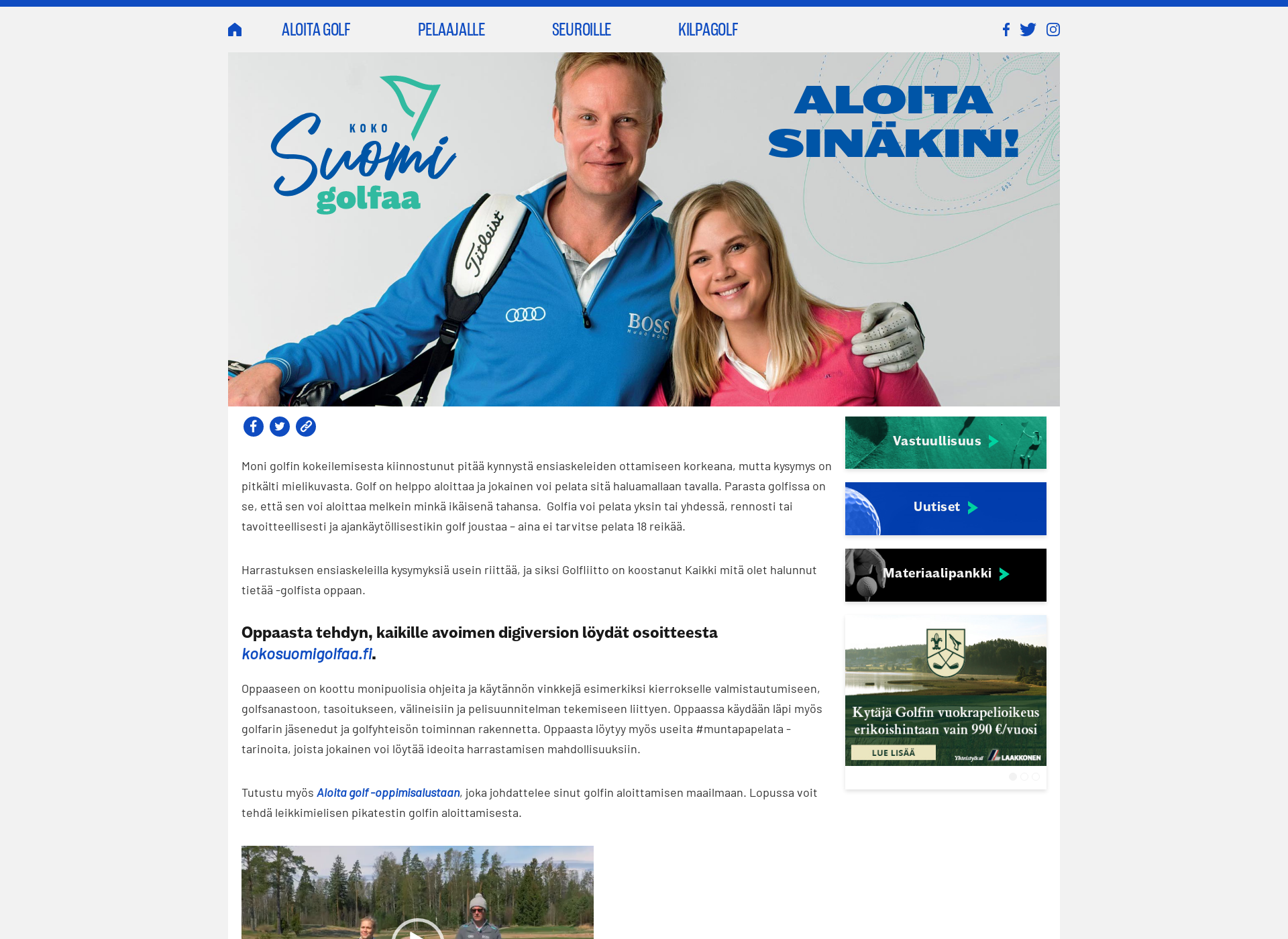 Skärmdump för aloitagolf.fi