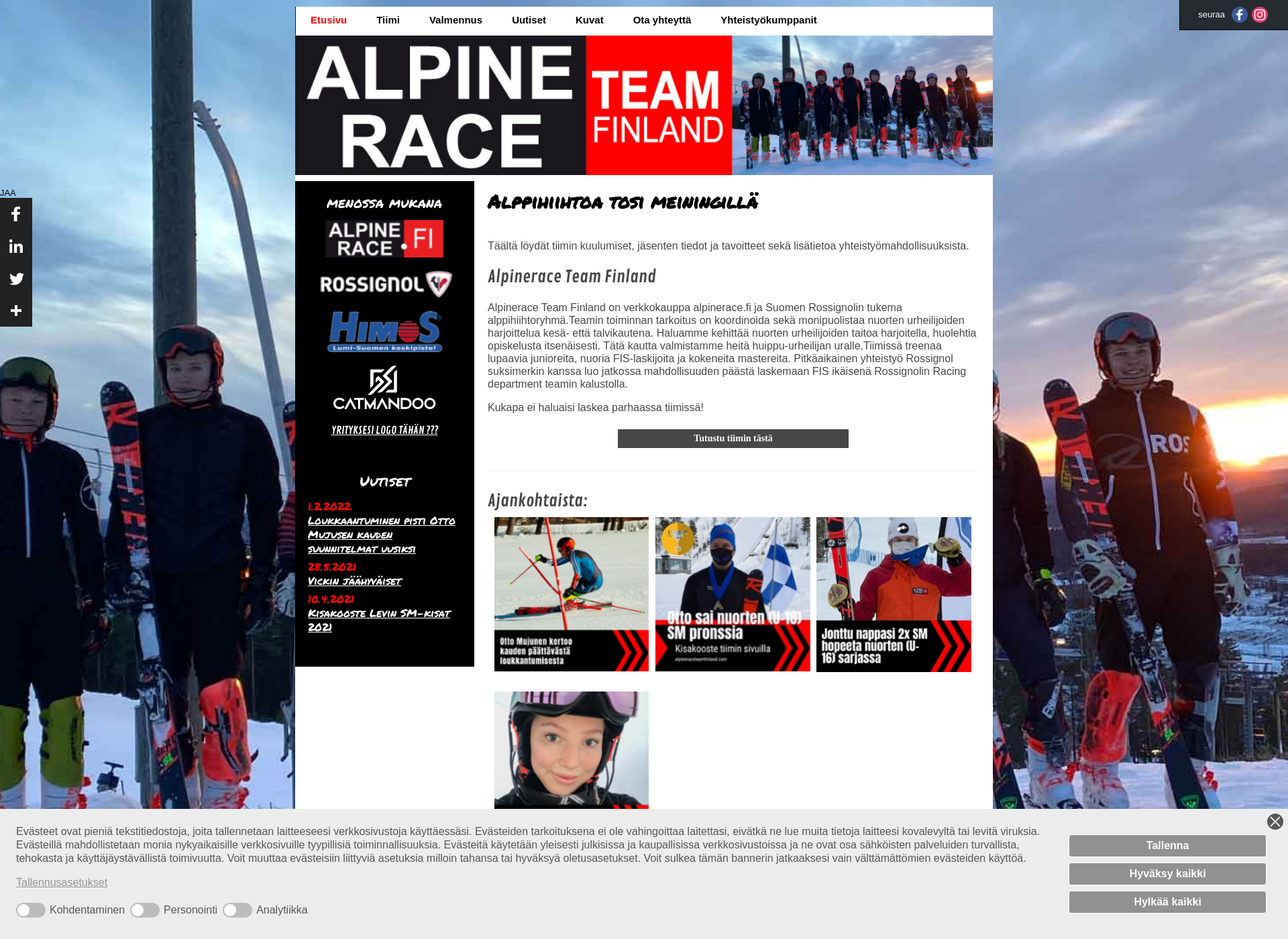 Skärmdump för alpineraceteamfinland.fi