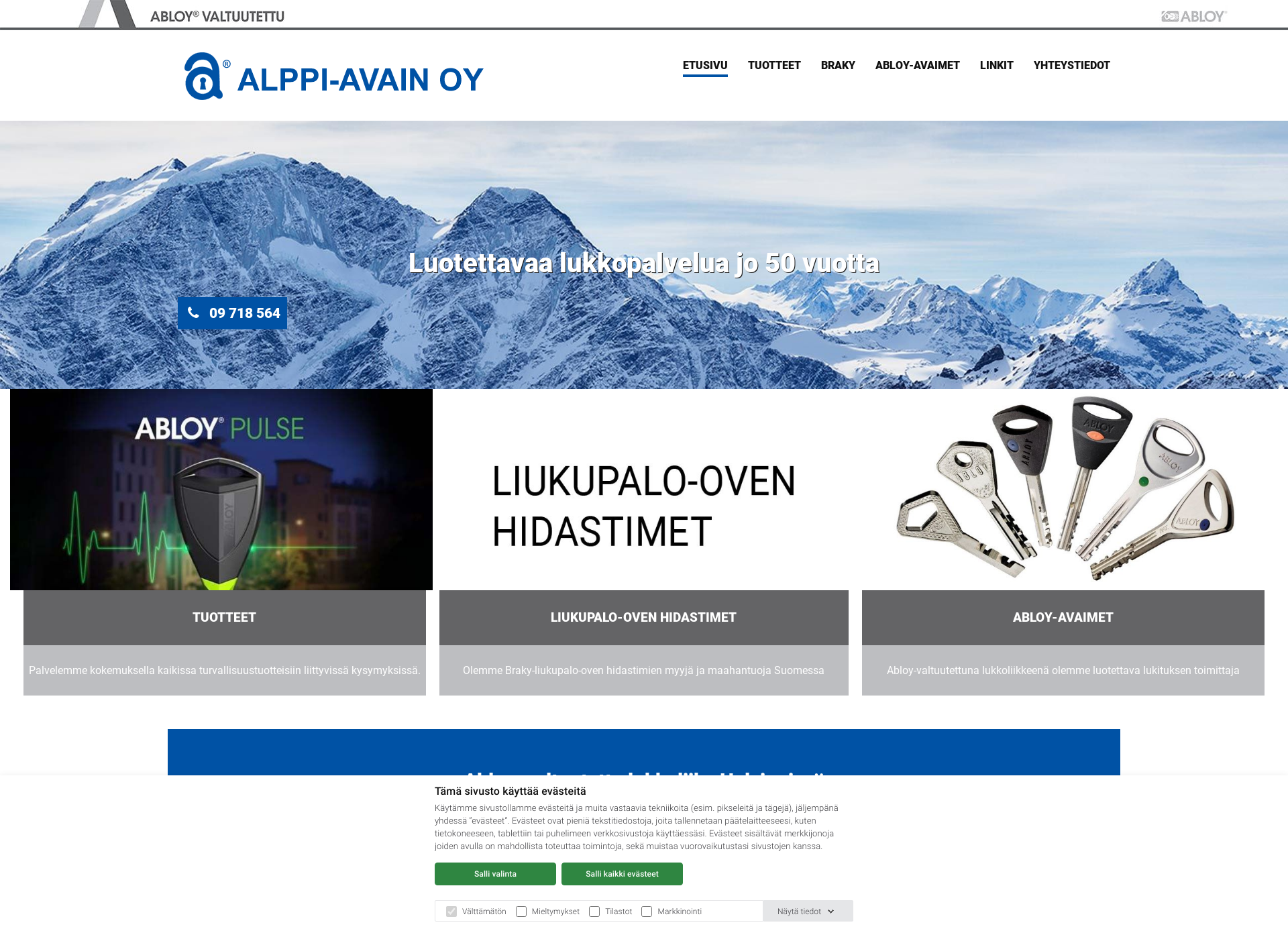 Skärmdump för alppiavain.fi