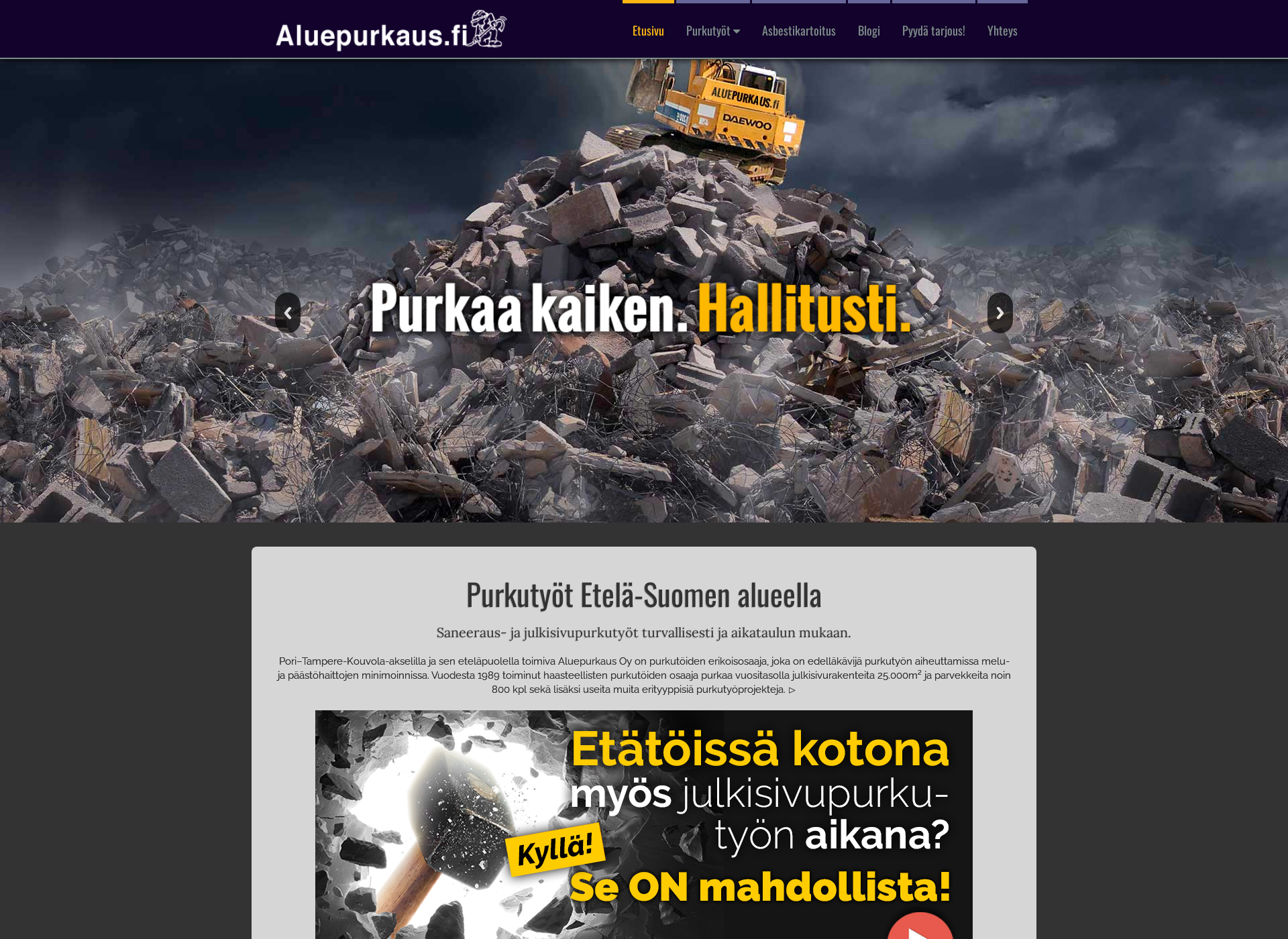 Skärmdump för aluepurkaus.fi