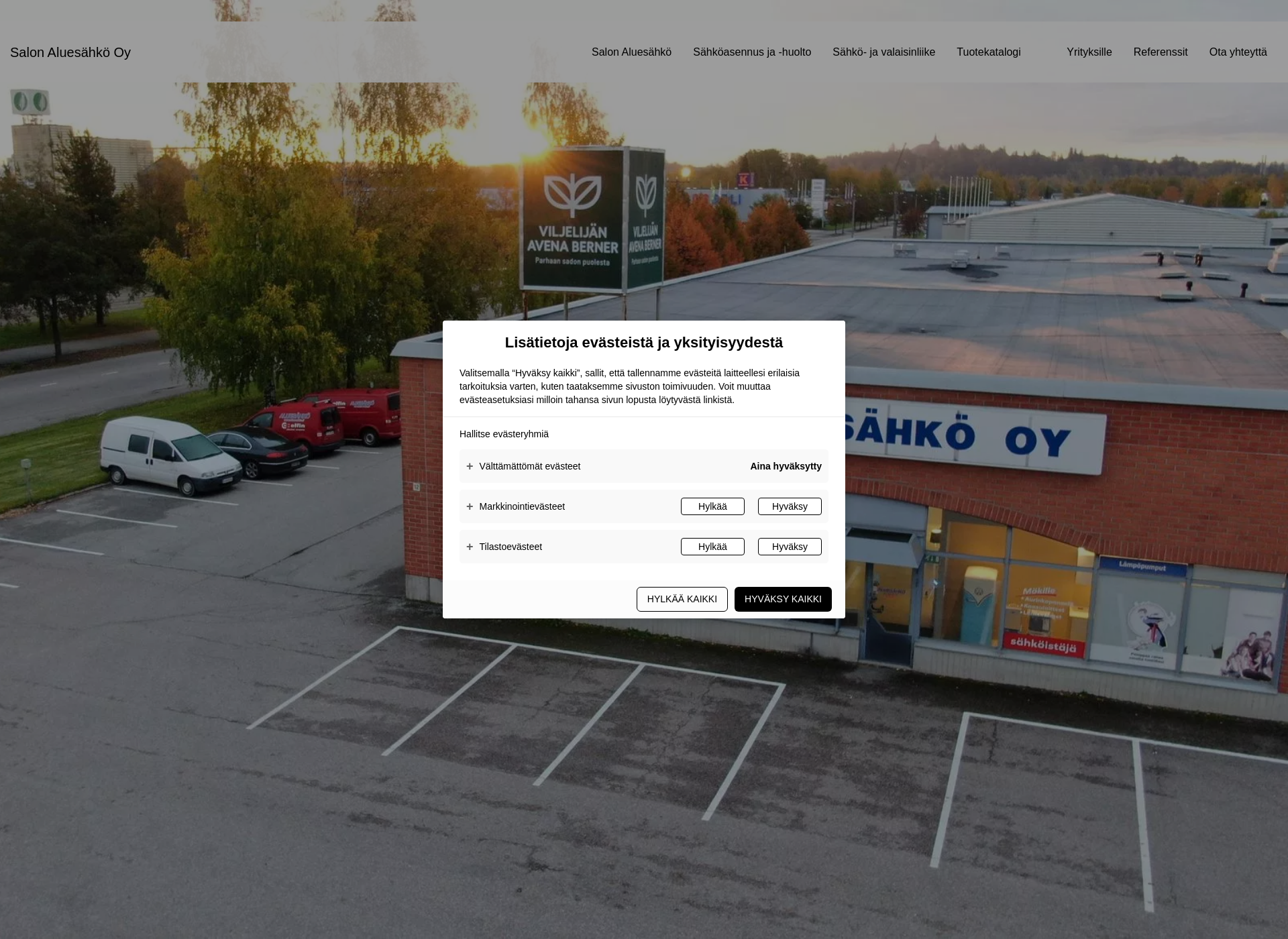 Screenshot for aluesähkö.fi