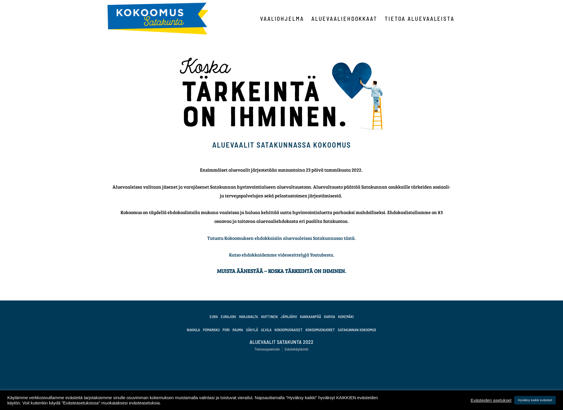 Skärmdump för aluevaalitsatakunta.fi