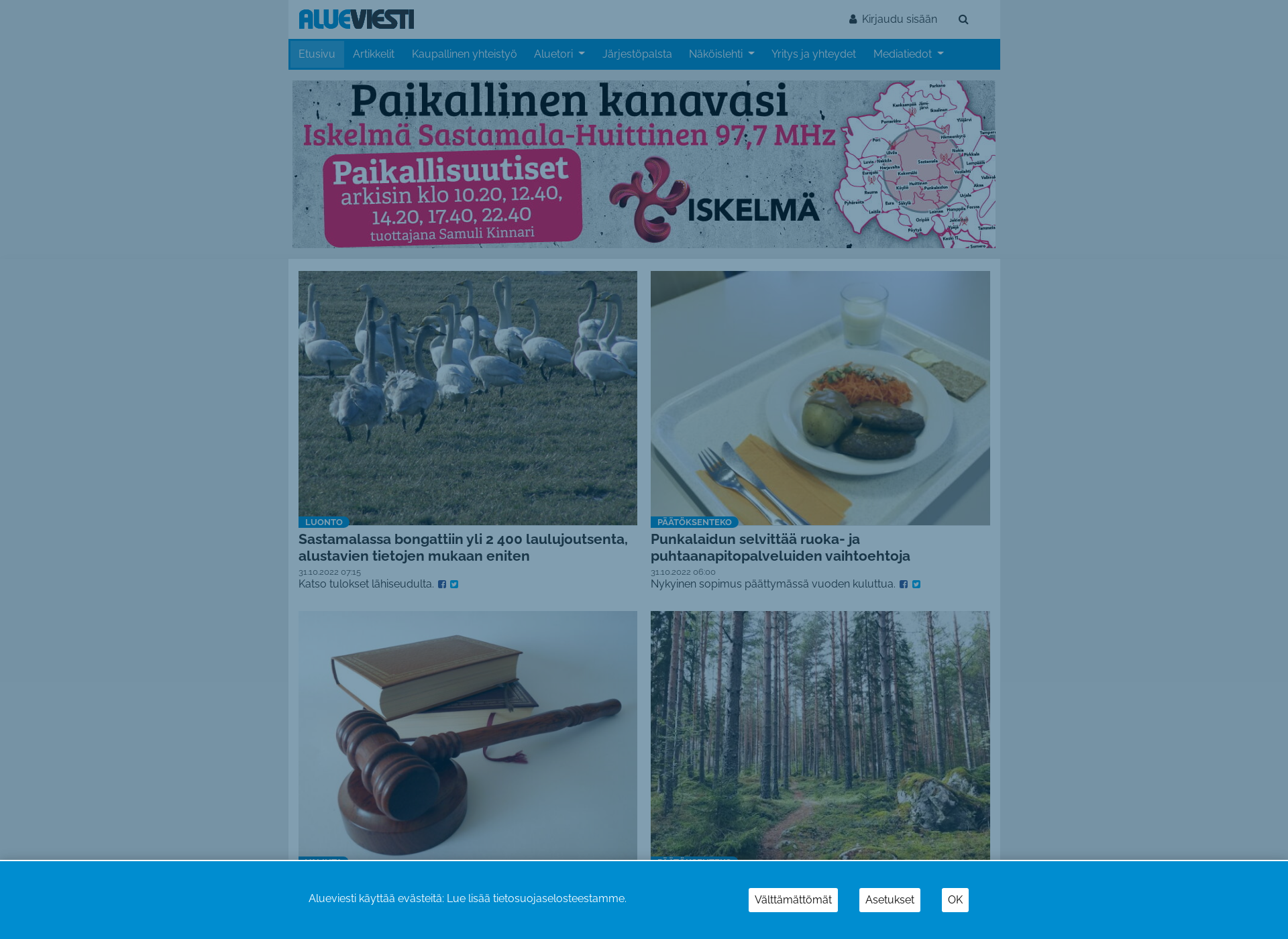 Skärmdump för alueviesti.fi
