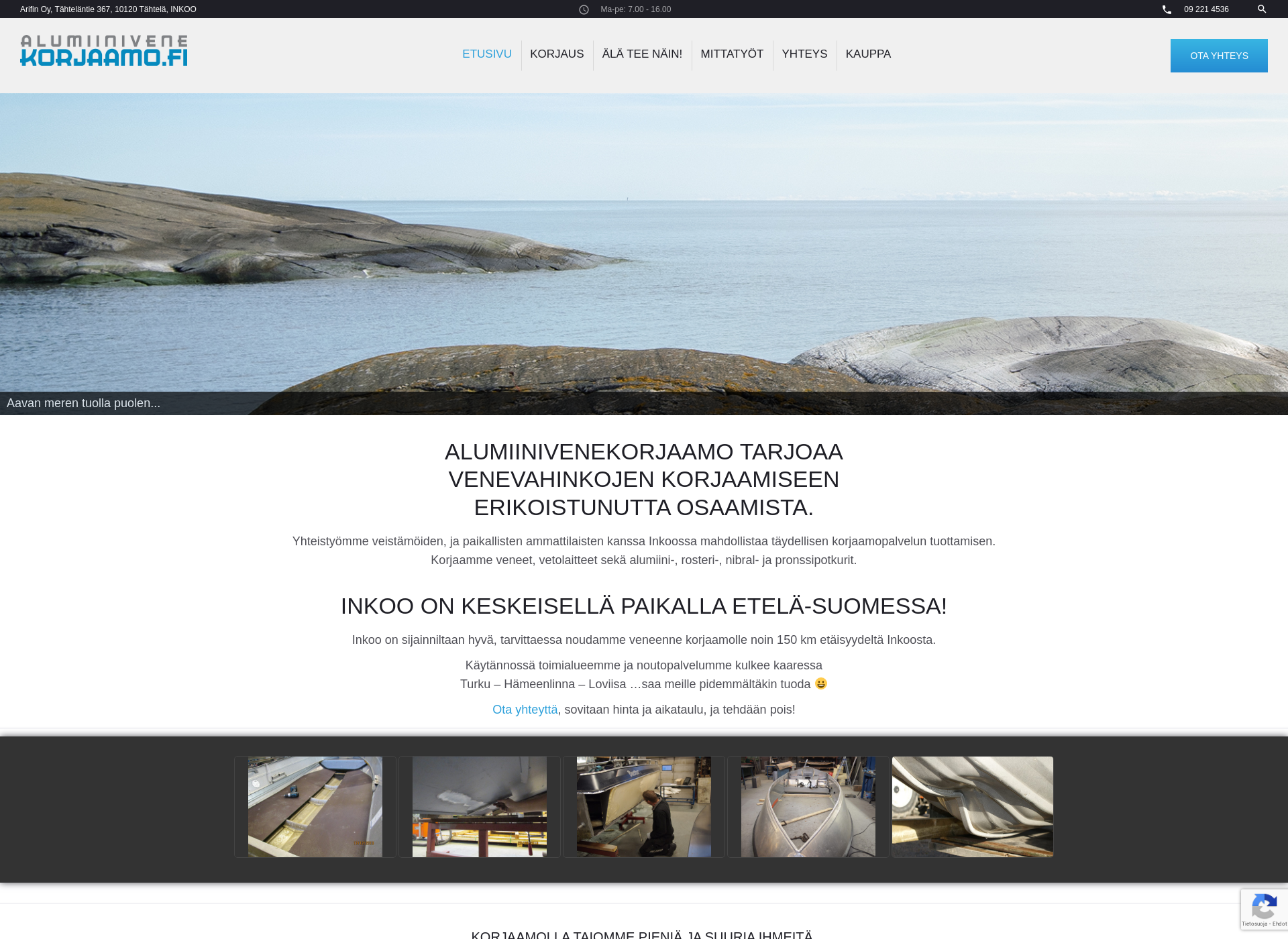 Screenshot for alumiinivenekorjaamo.fi