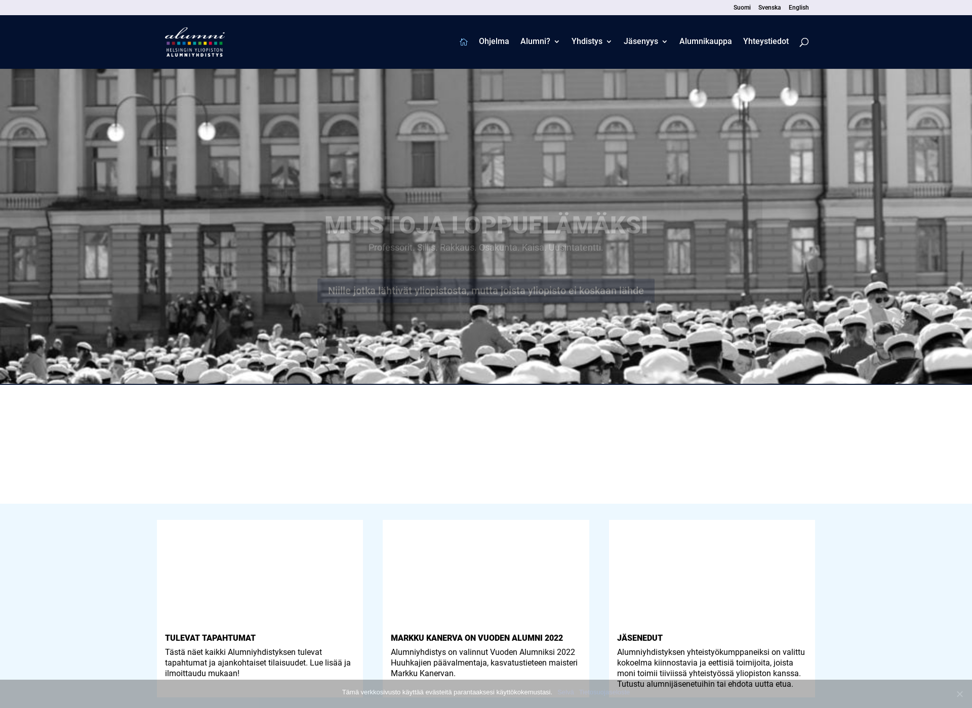 Skärmdump för alumniassociation.fi