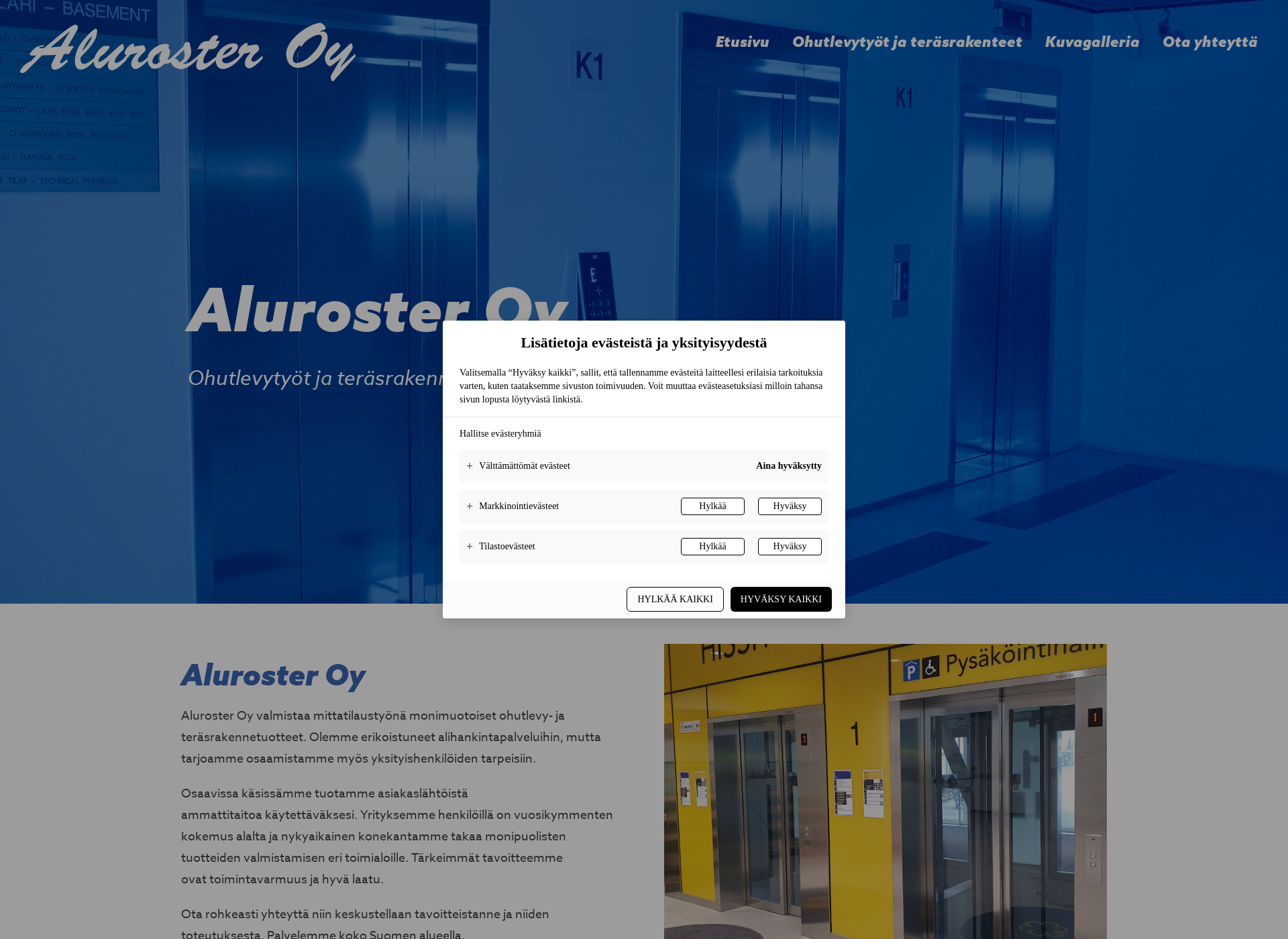 Skärmdump för aluroster.fi
