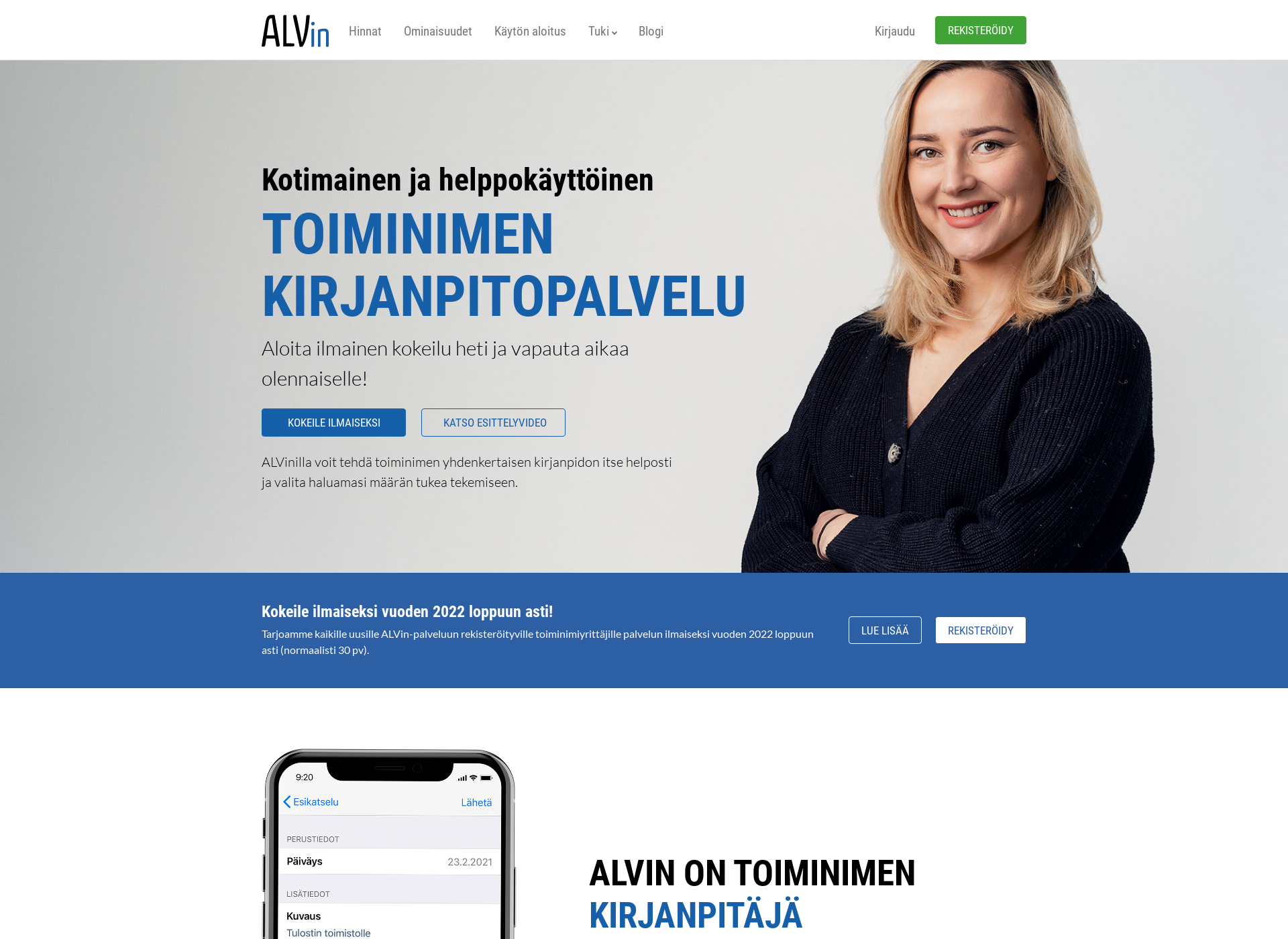 Skärmdump för alvin.fi
