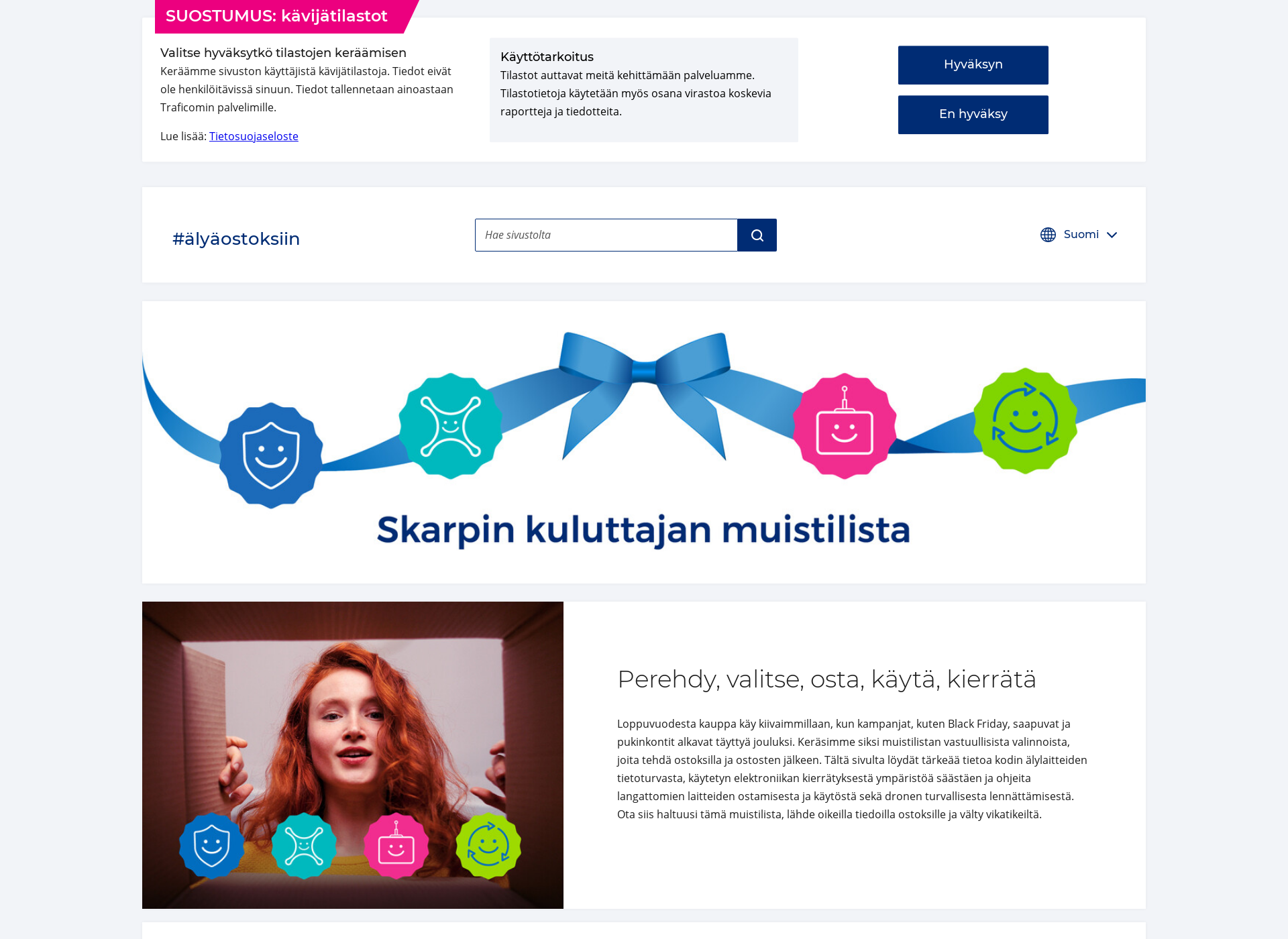 Skärmdump för alyaostoksiin.fi
