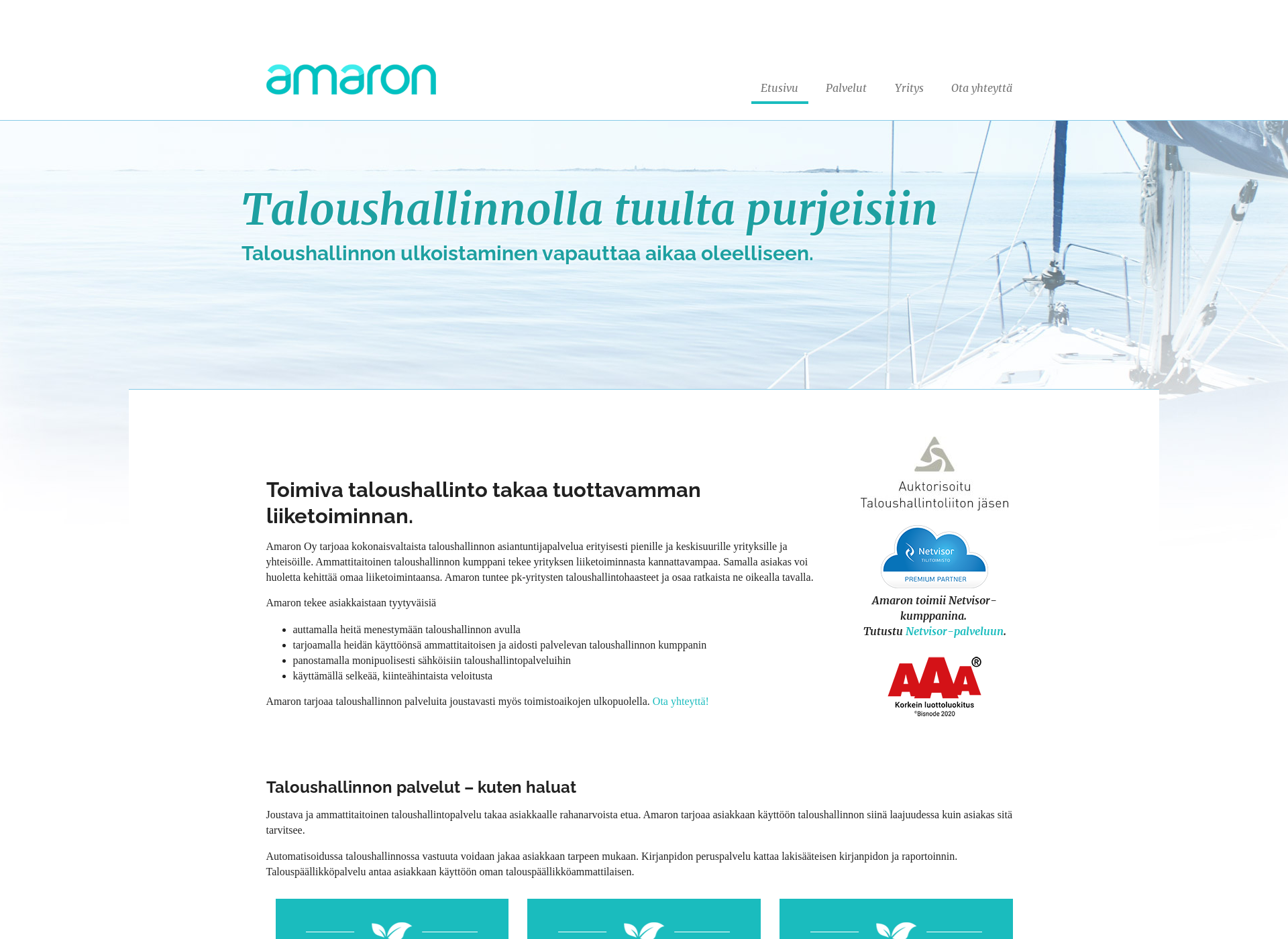 Skärmdump för amaron.fi