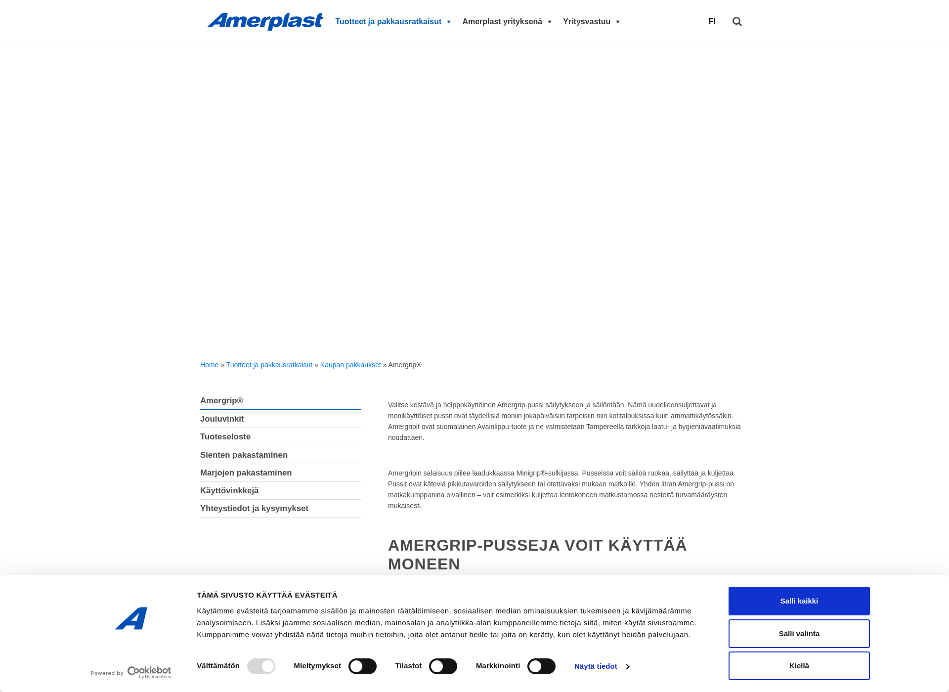 Skärmdump för amergrip.fi