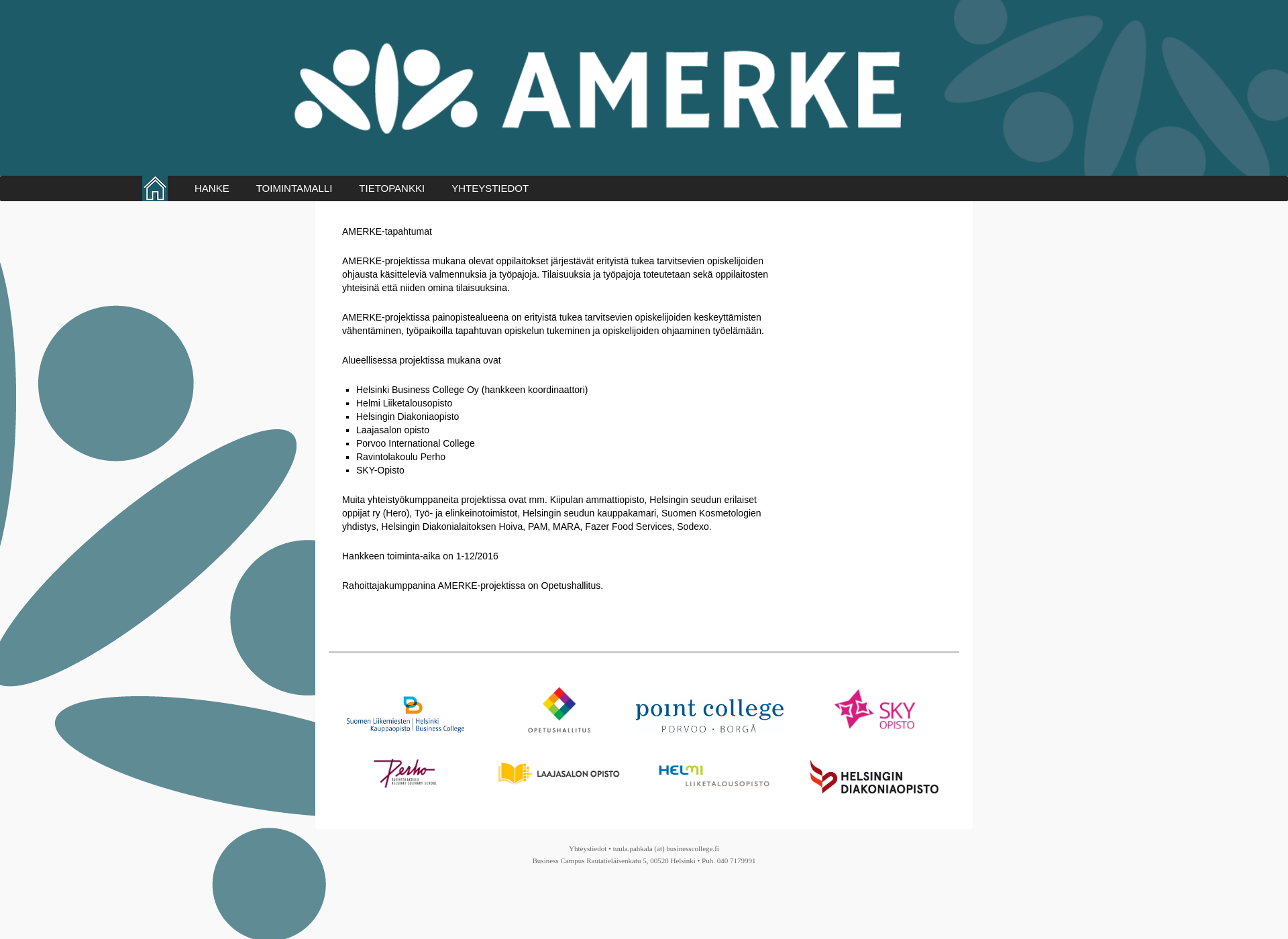 Skärmdump för amerke.fi
