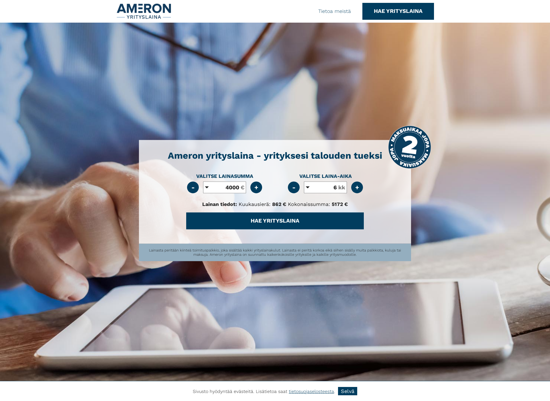 Skärmdump för ameron.fi