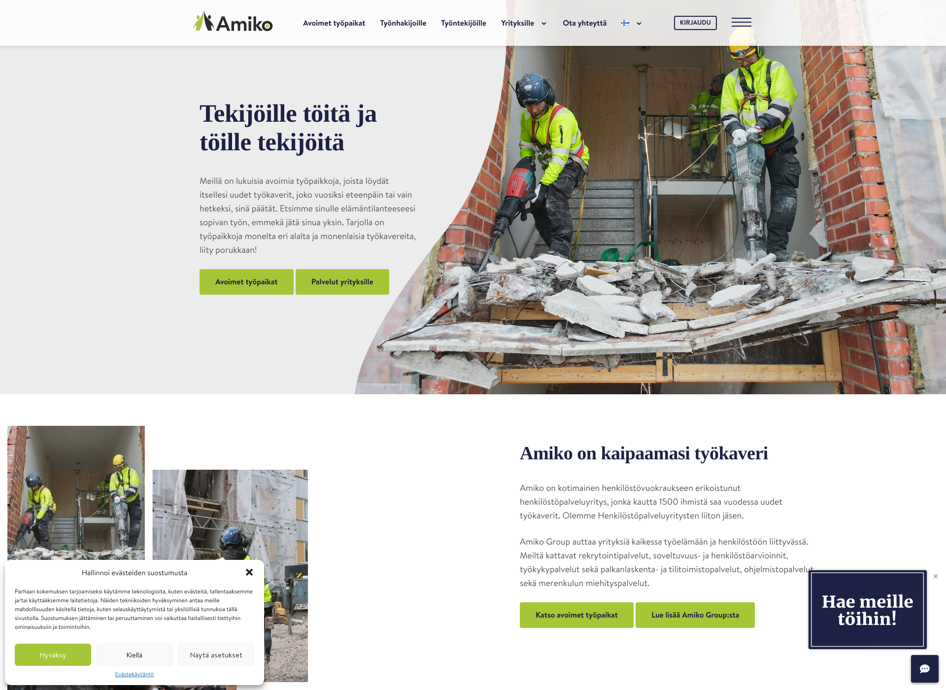 Skärmdump för amiko.fi