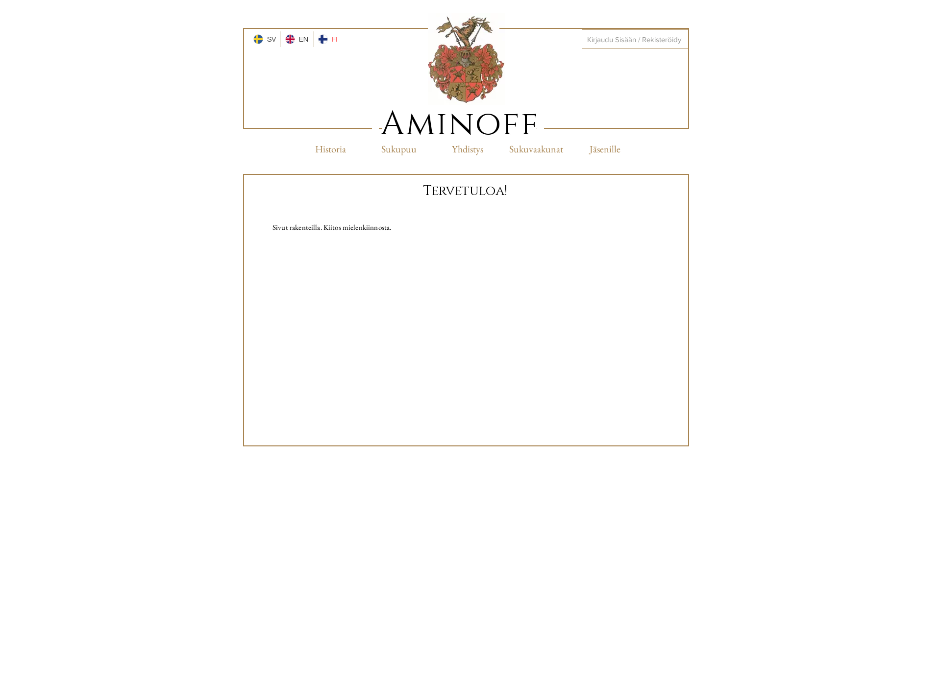 Skärmdump för aminoff.fi
