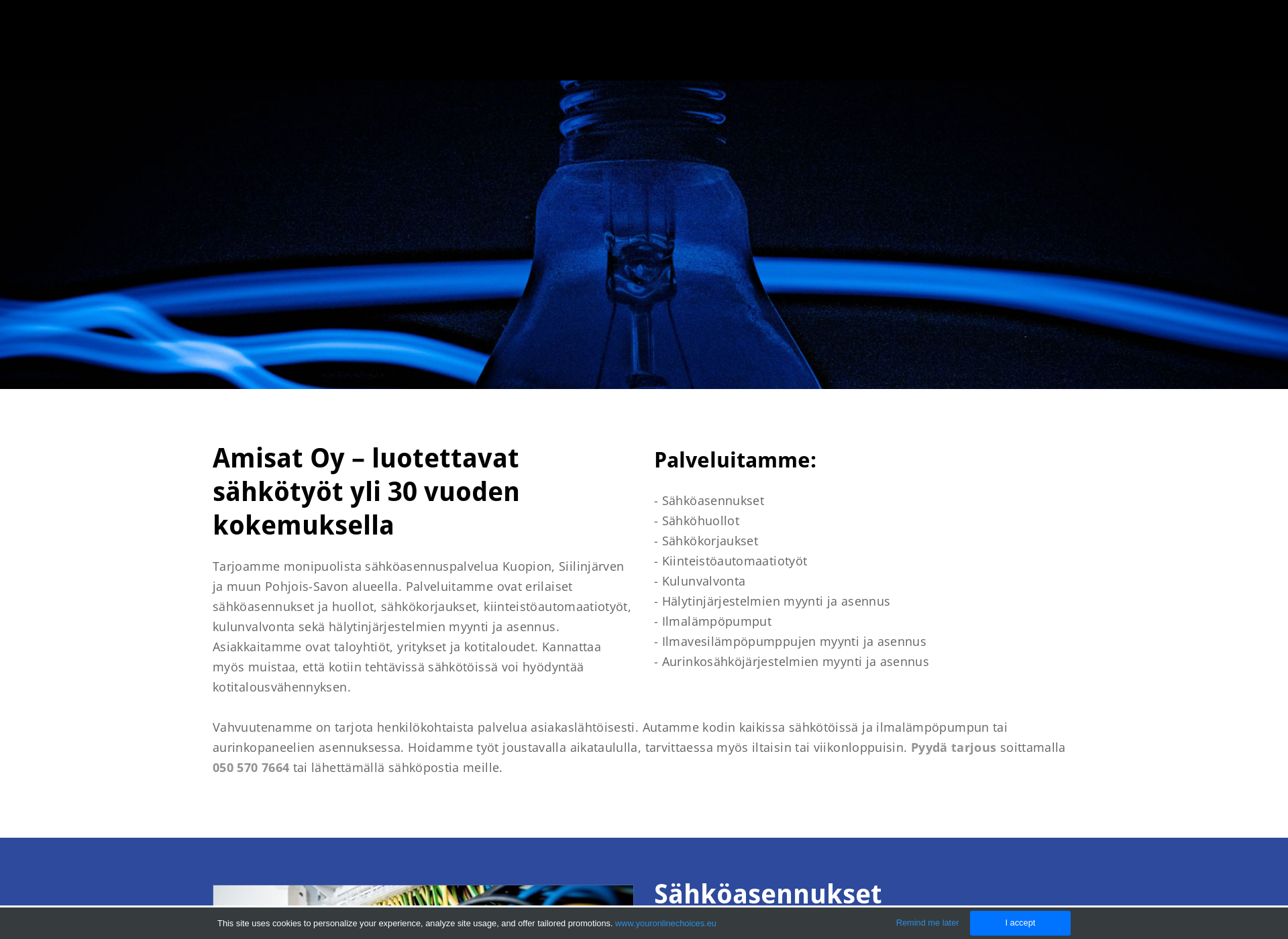 Skärmdump för amisat.fi
