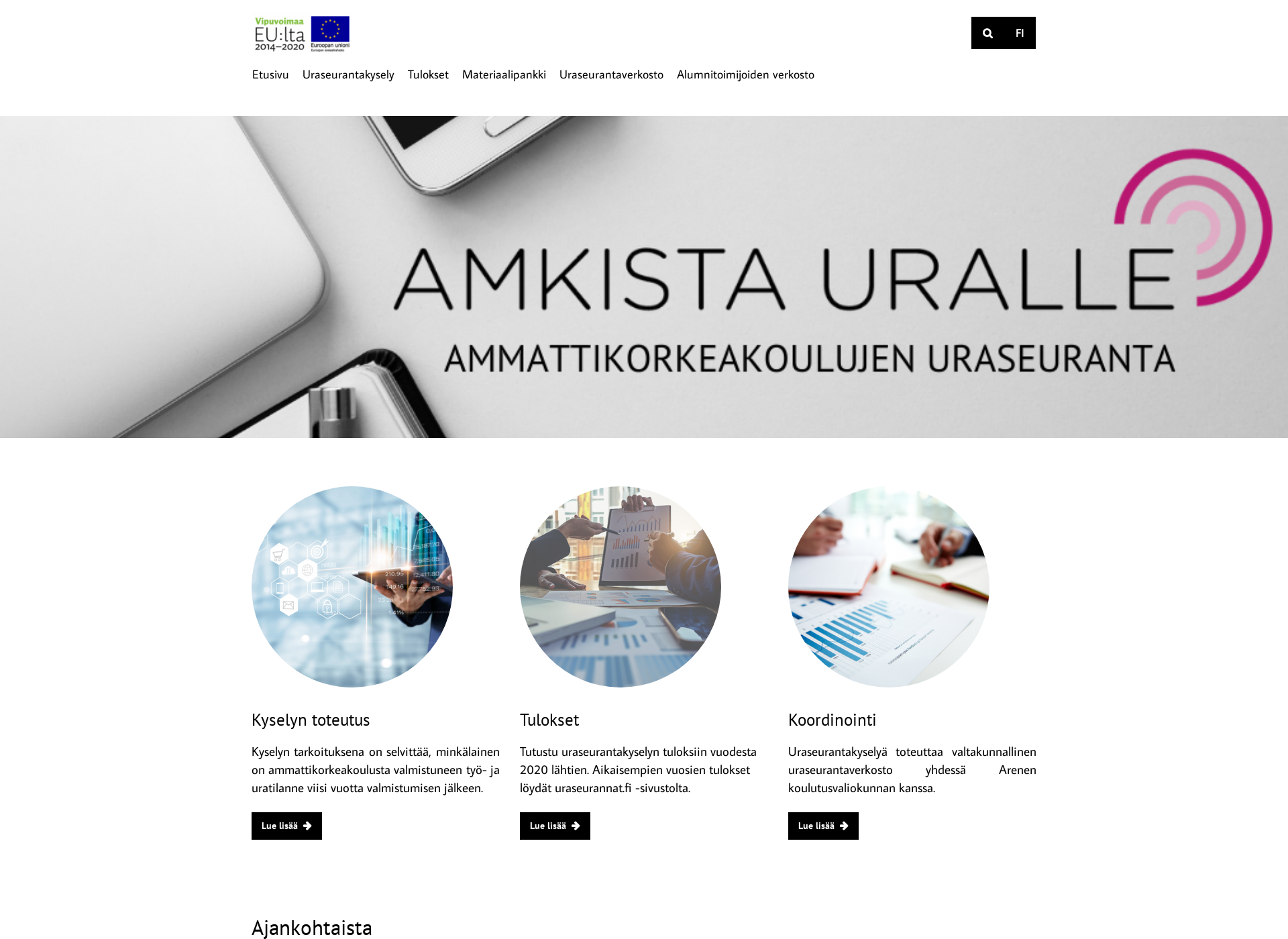 Skärmdump för amk-uraseuranta.fi